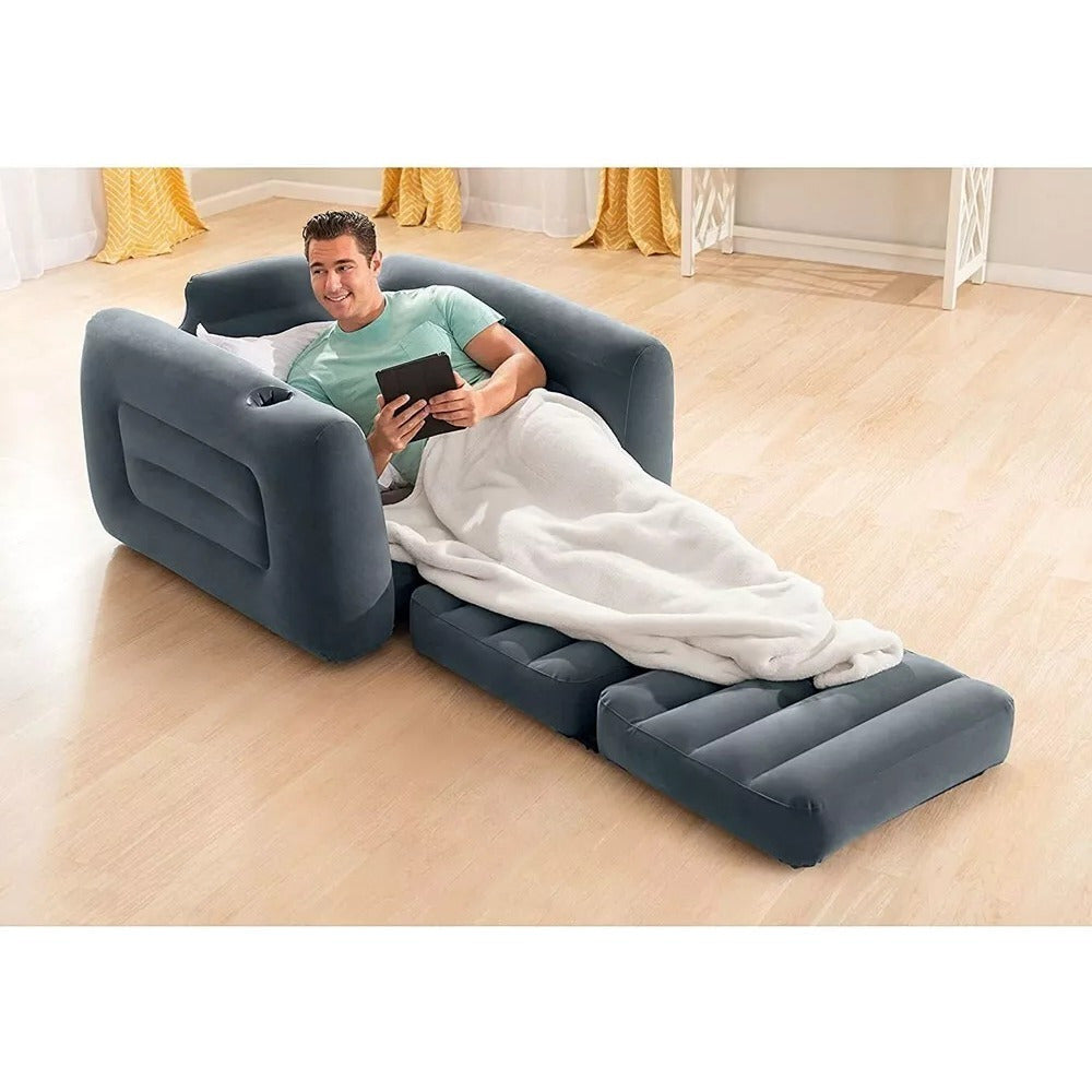 Intex Pull-Out Inflatable Chair Bed - Twin Size, 46x88x26, Versatile & Comfortable