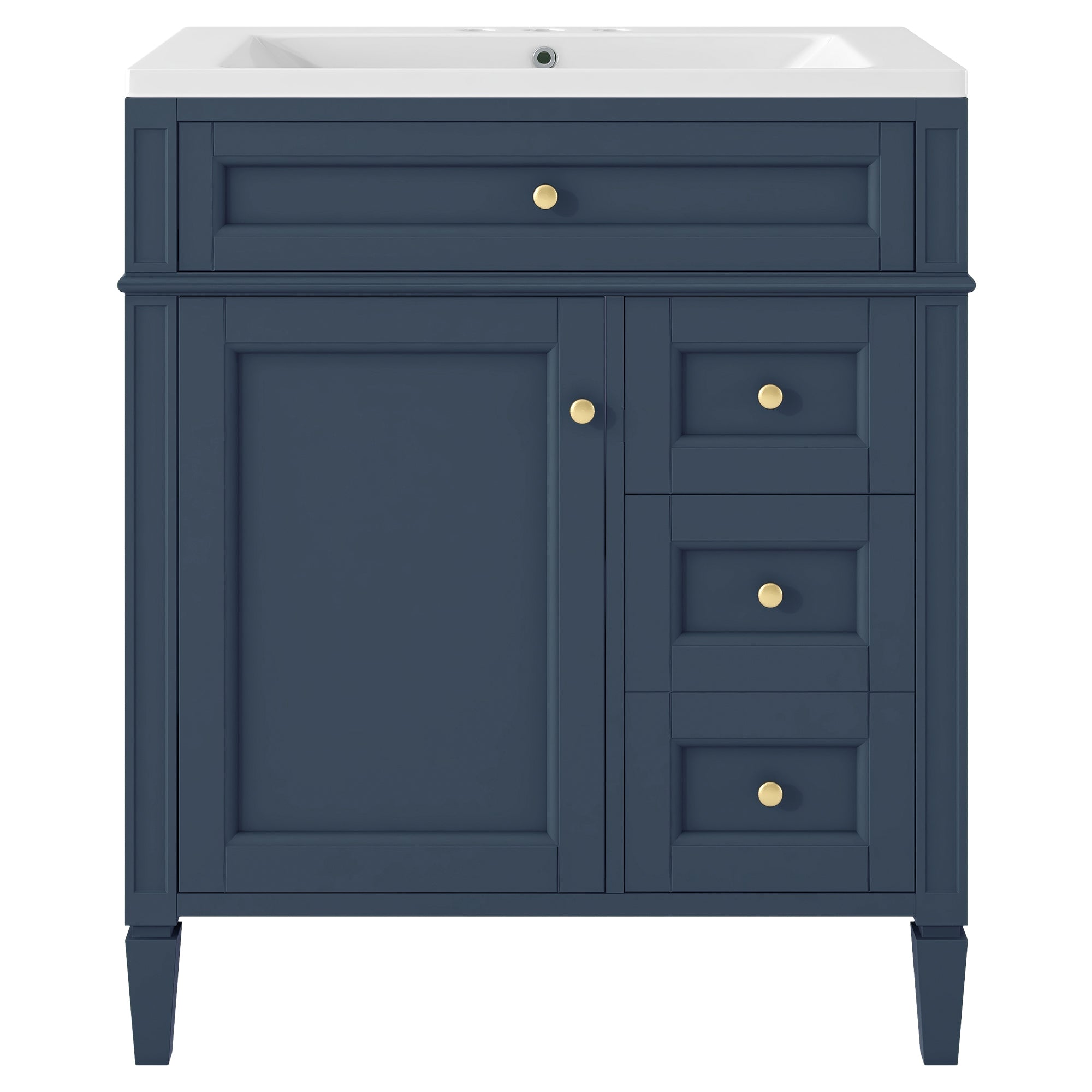 30'' Bathroom Vanity with Top Sink, Modern Bathroom Storage Cabinet with 2 Drawers and a Tip-out Drawer, Single Sink Bathroom Vanity