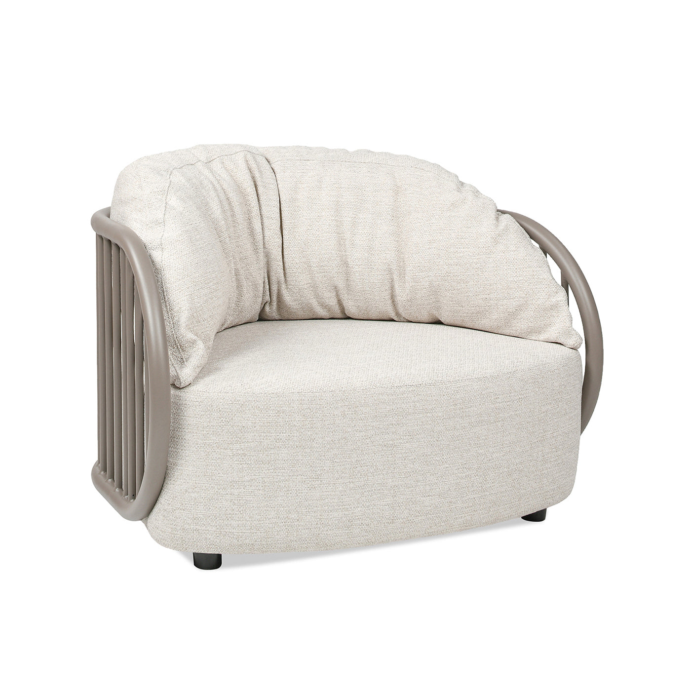 Harper 42.5" Barrel Upholstered Patio Deep Seating Armchair, Oat Beige Axroma Olefin