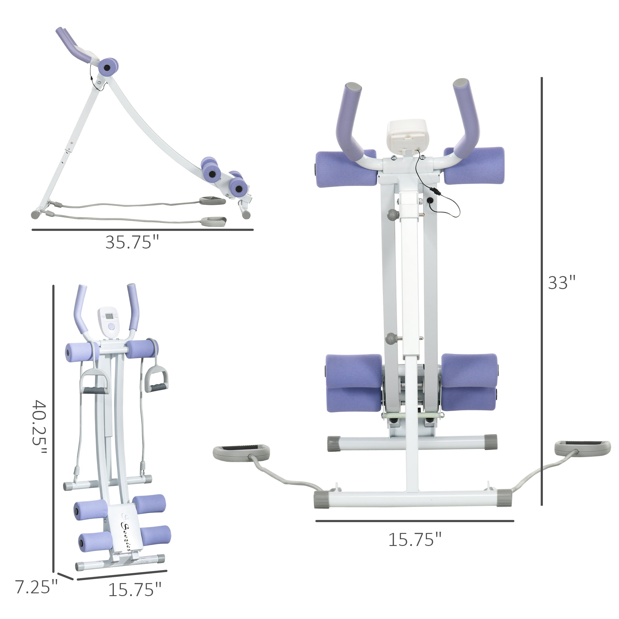 Soozier Foldable Ab Machine, Ab Workout Equipment with Resistance Bands, Height Adjustable Ab Trainer, for Core, Abdominal and Stomach Exercise