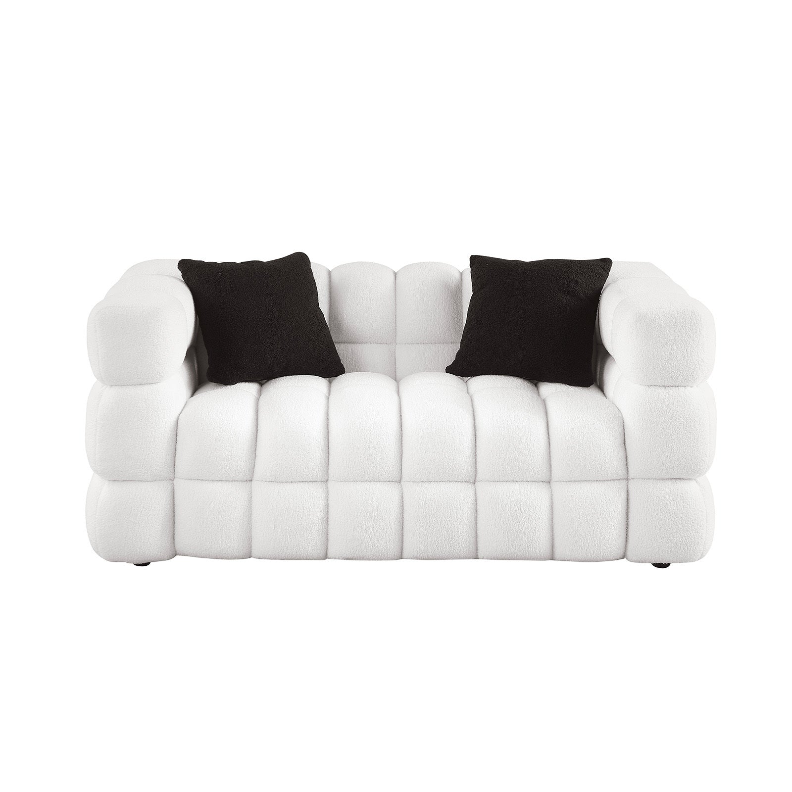 62.2length ,35.83" deepth ,human body structure for USA people,  marshmallow sofa,boucle sofa ,White color, 2  seater