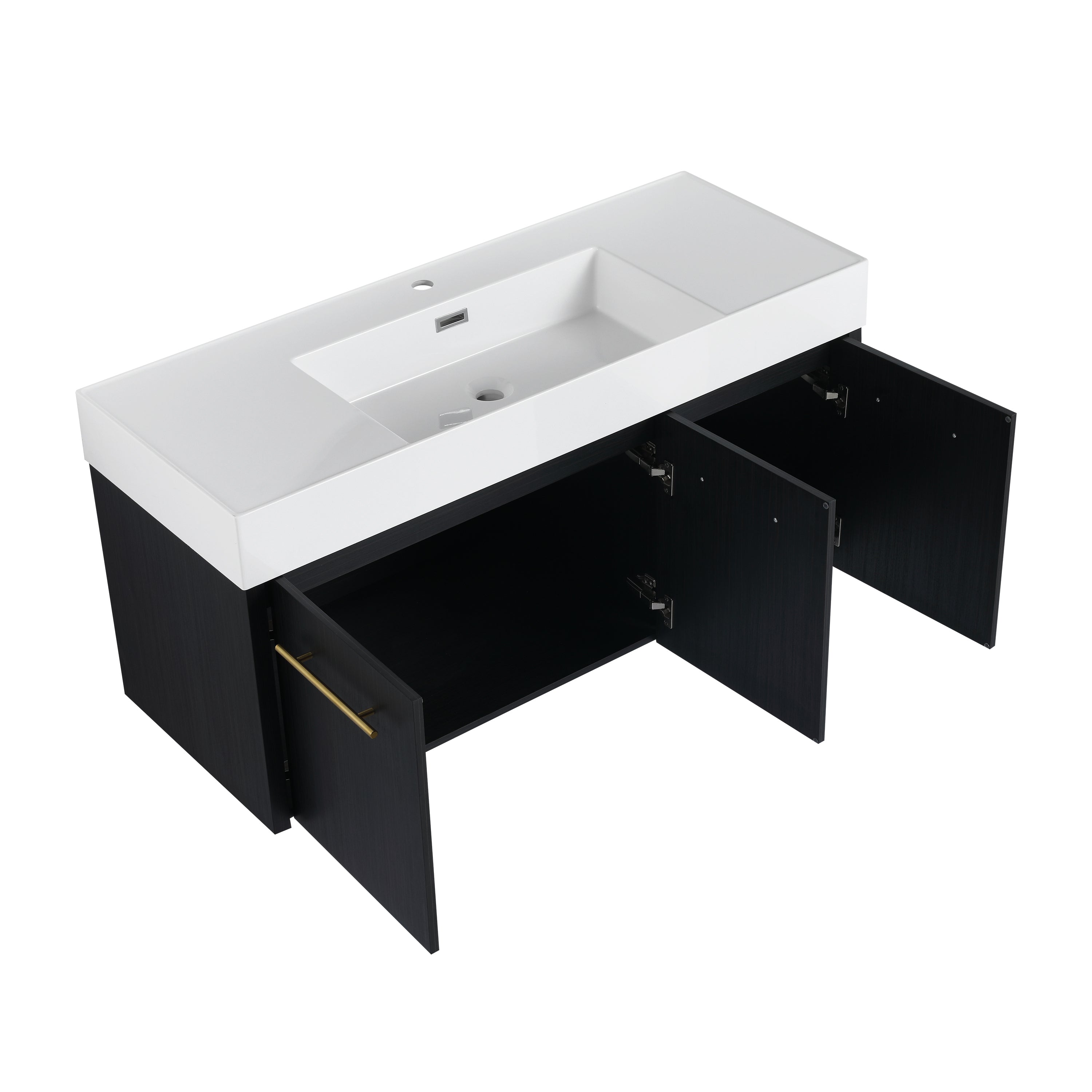 48 Inch Wall-Mounted Bathroom Vanity with Sink, Thick Edged Resin Basin, KD-Package