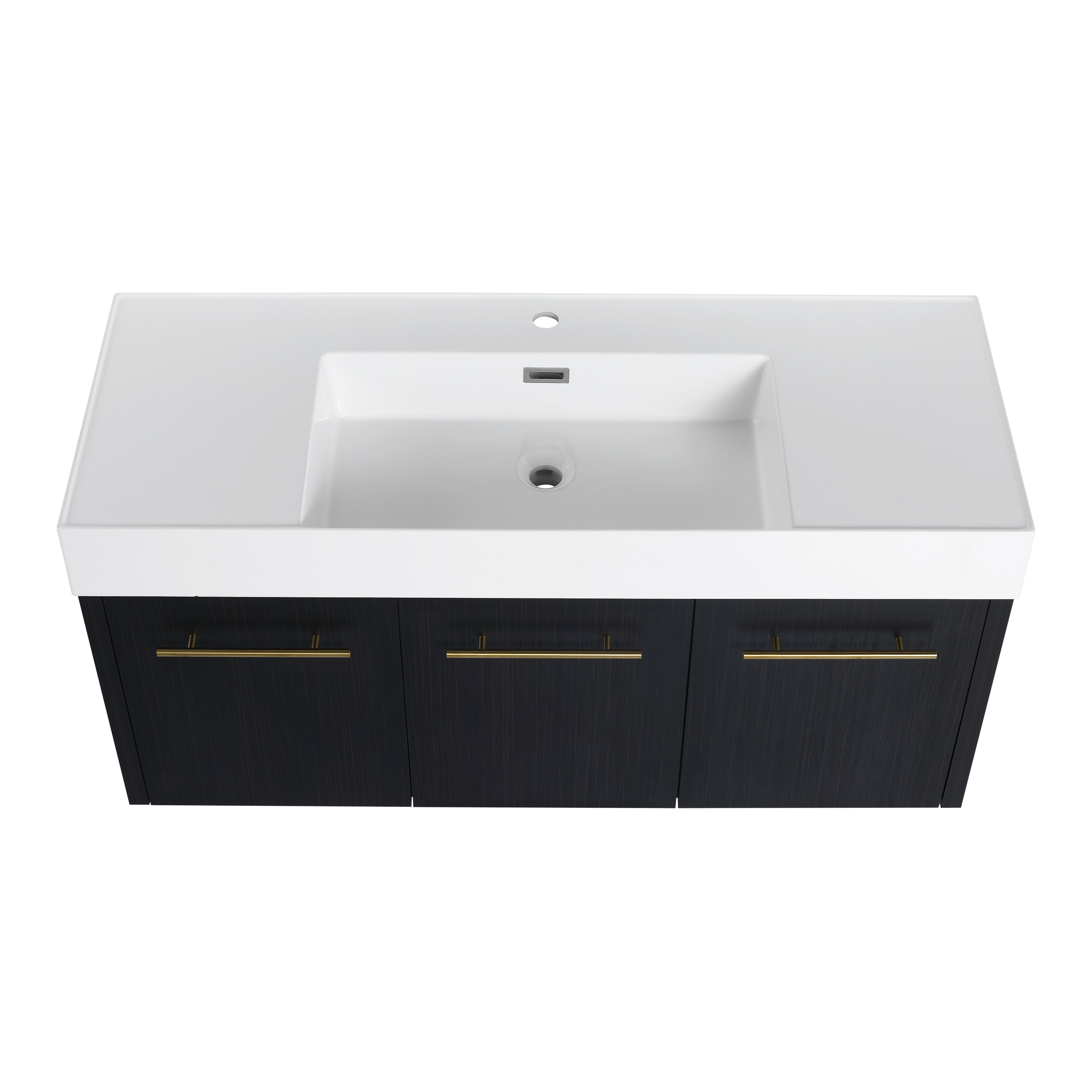 48 Inch Wall-Mounted Bathroom Vanity with Sink, Thick Edged Resin Basin, KD-Package