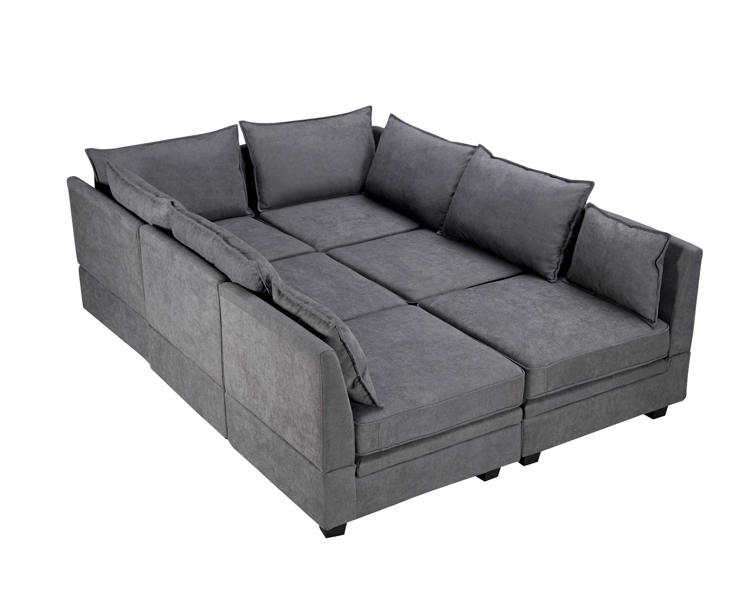 U_Style Modern Large U-Shape Modular Sectional Sofa, Convertible Sofa Bed with Reversible Chaise for Living Room, Storage Seat