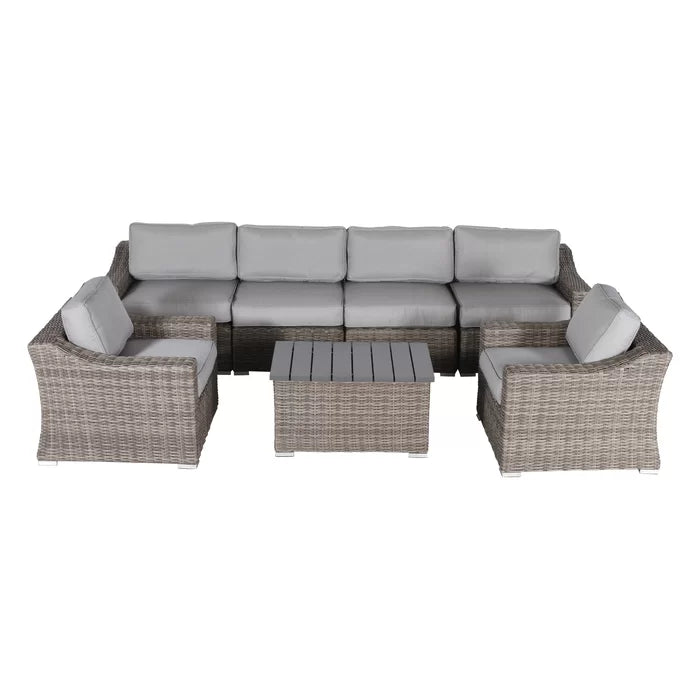 Fully Assembled 6-Person All-Weather Wicker Sectional Seating Group with Cushions