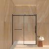 S-RM6076TB 56-60"W x 76"H Sliding Shower Door, Frameless Glass Shower Door with Matte Black Hardware, Towel Bar and Handle