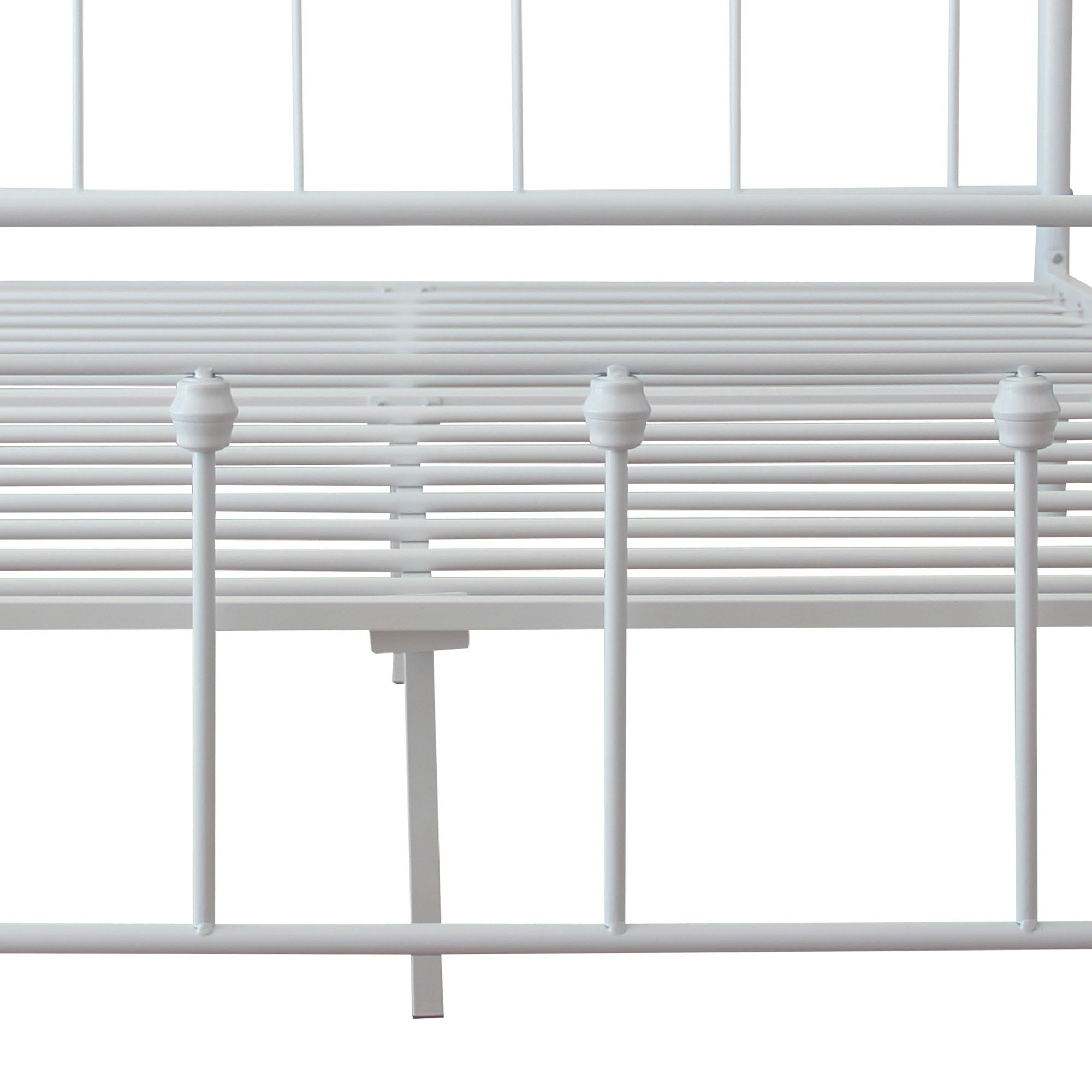 Queen Size Metal Bed Frame with Headboard and Footboard (White)