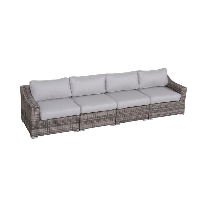 Fully Assembled 4-Piece Rattan Sectional Seating Set with Cushions