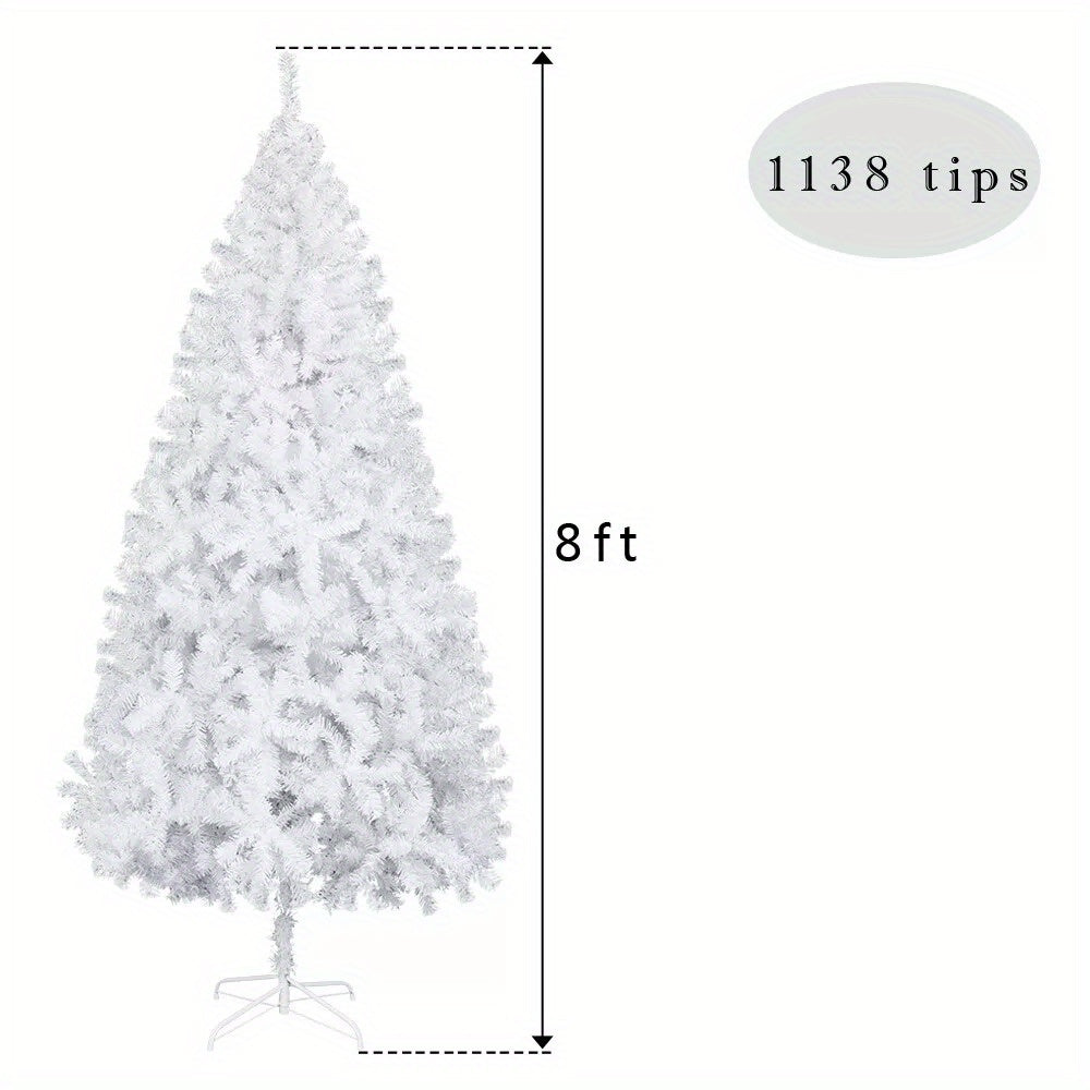 8ft White Artificial Christmas Tree - Indoor/Outdoor PVC Holiday Decoration w/Stand