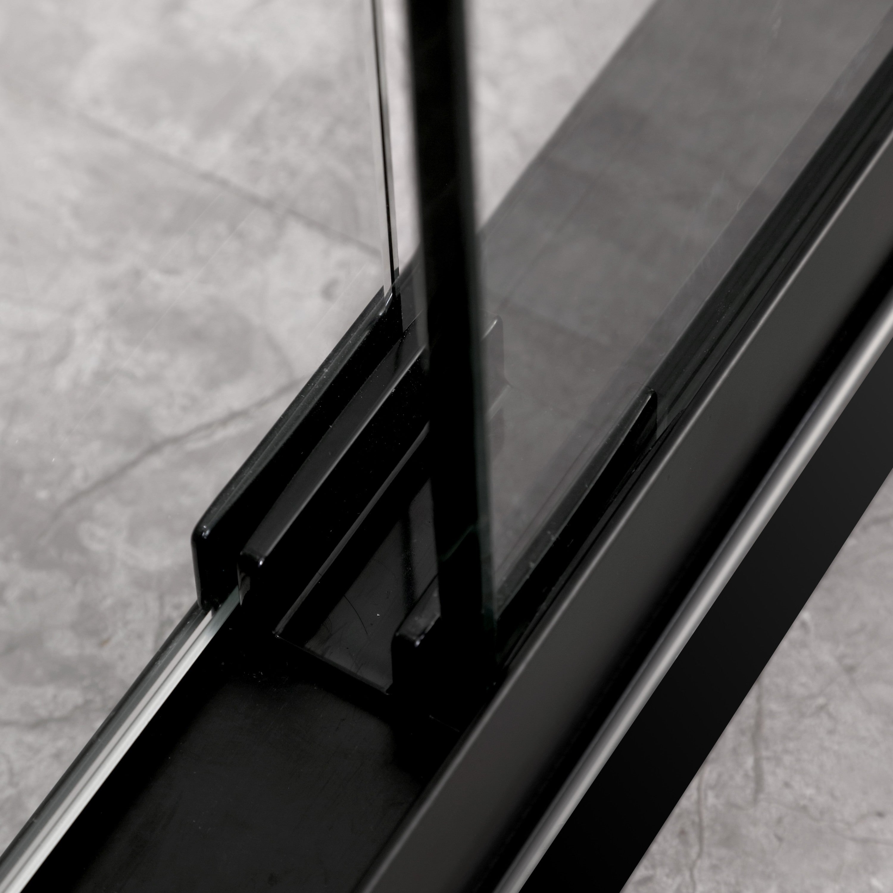 Frameless Sliding Glass Shower Doors 60"W x 76"H with 3/8"(10mm) Clear Tempered Glass, Matt Black Finish