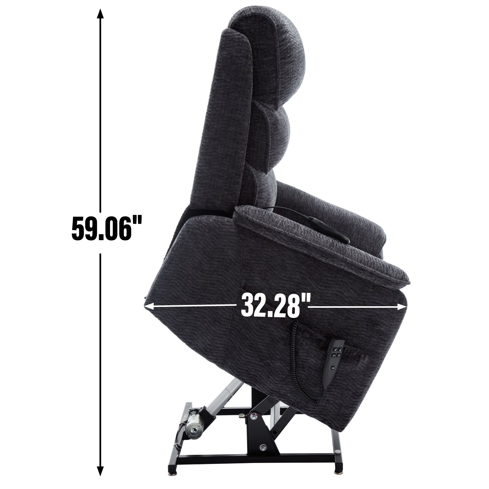 Grey Chenille Dual Motor Infinite Position Up to 350 LBS Power Lift Recliner Chair with Power-Remote, Heat Massage and Heavy Duty Motion Mechanism