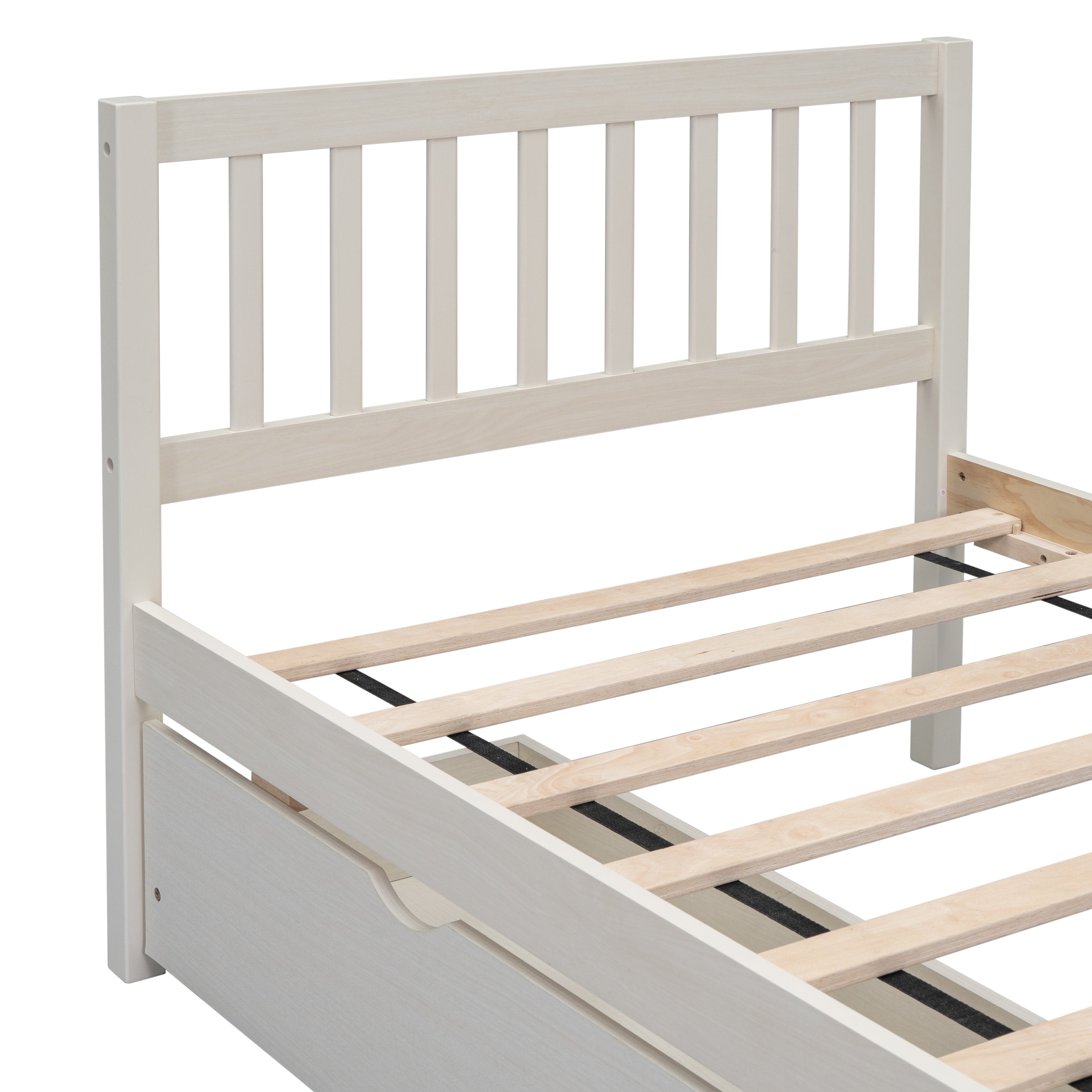 Modern Design Wooden Twin Size Platform Bed with 2 Drawers for White Washed Color