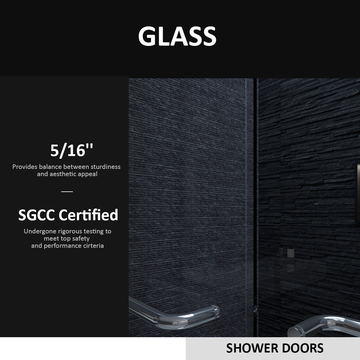 Semi-Frameless Sliding Shower Door 56-60"W x 72"H, Bathroom Sliding Door with 5/16" Clear Tempered Glass,Chrome Finish, Designed for Smooth Door Closing