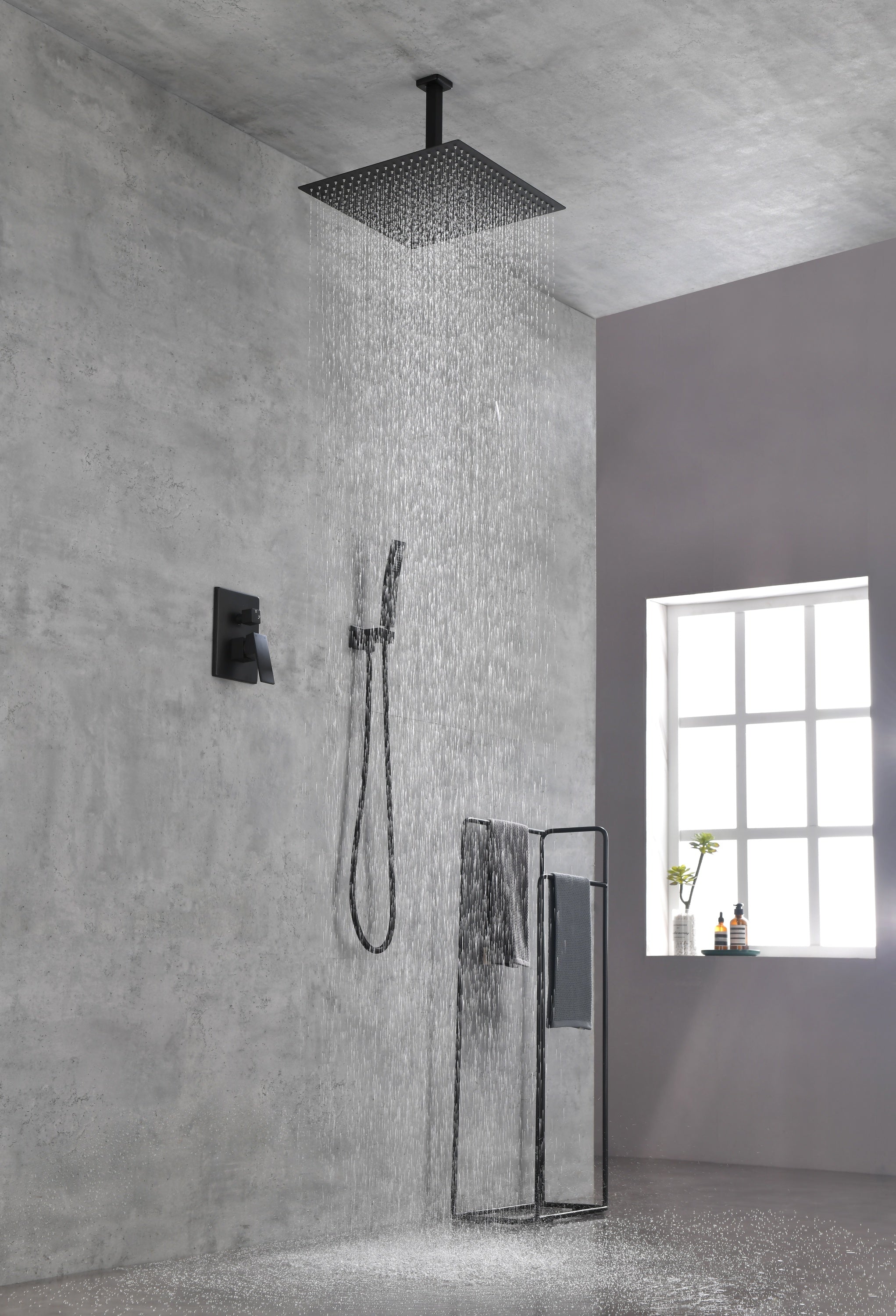 Ceiling Mounted Shower System Combo Set with Handheld and 16"Shower head