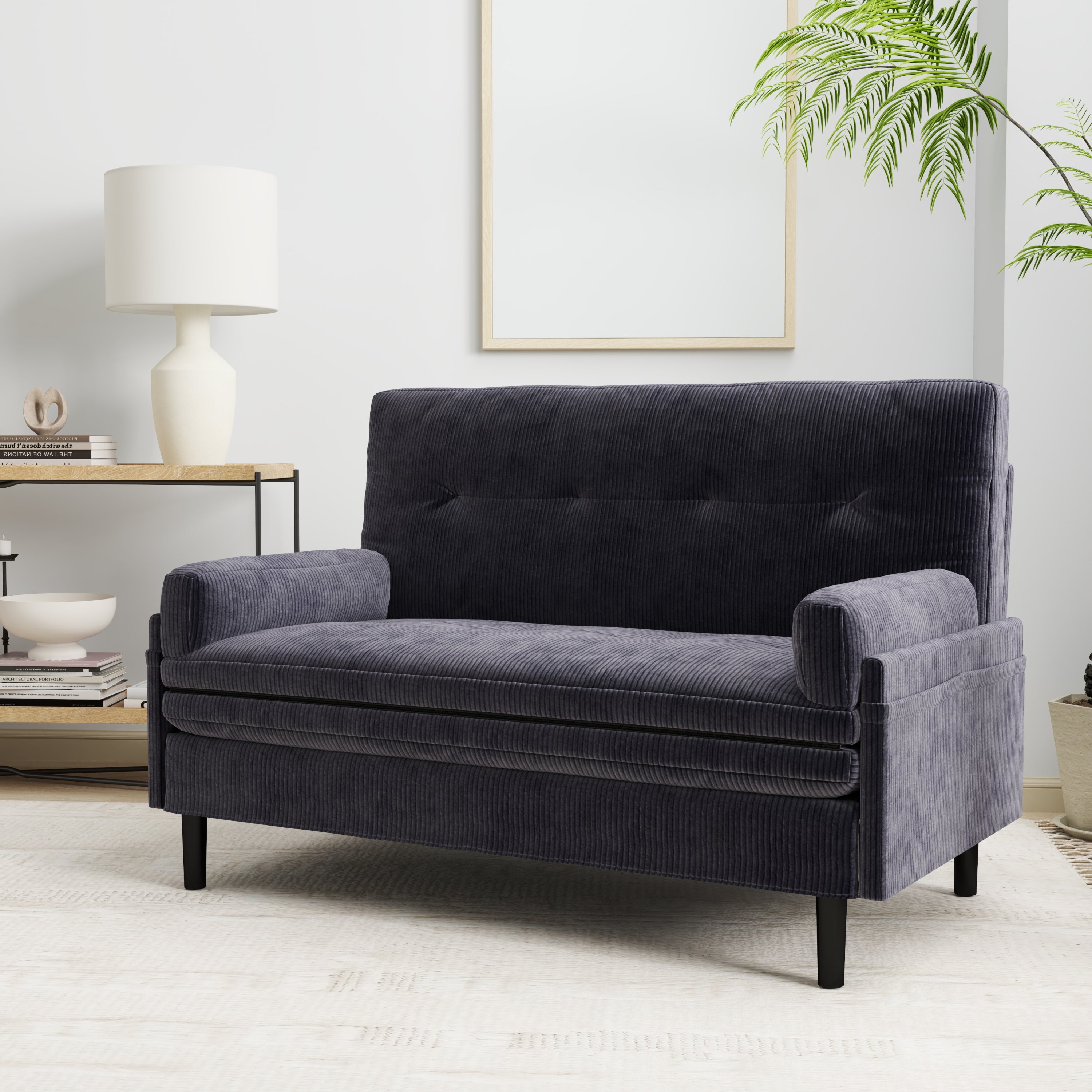 Grey 2 seater sofa sleeper with recline fuction