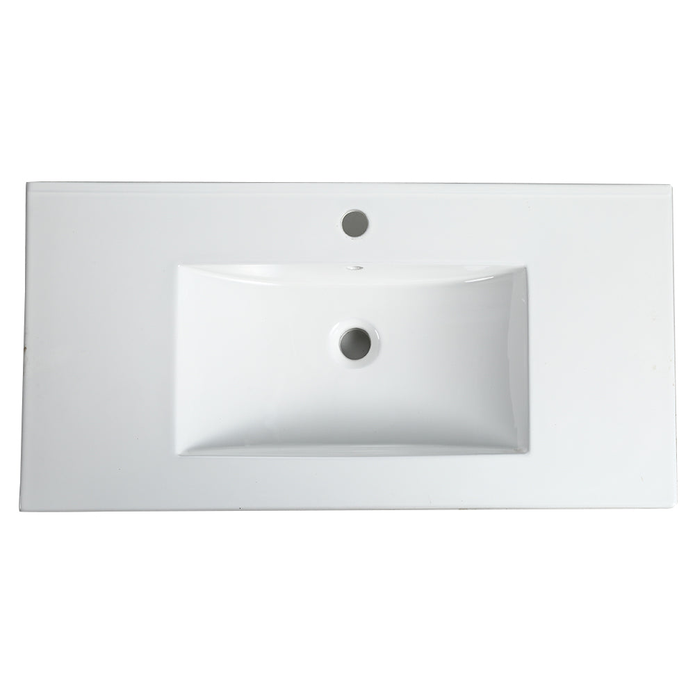 36 Inch Bathroom Ceramic Sink Basin, White