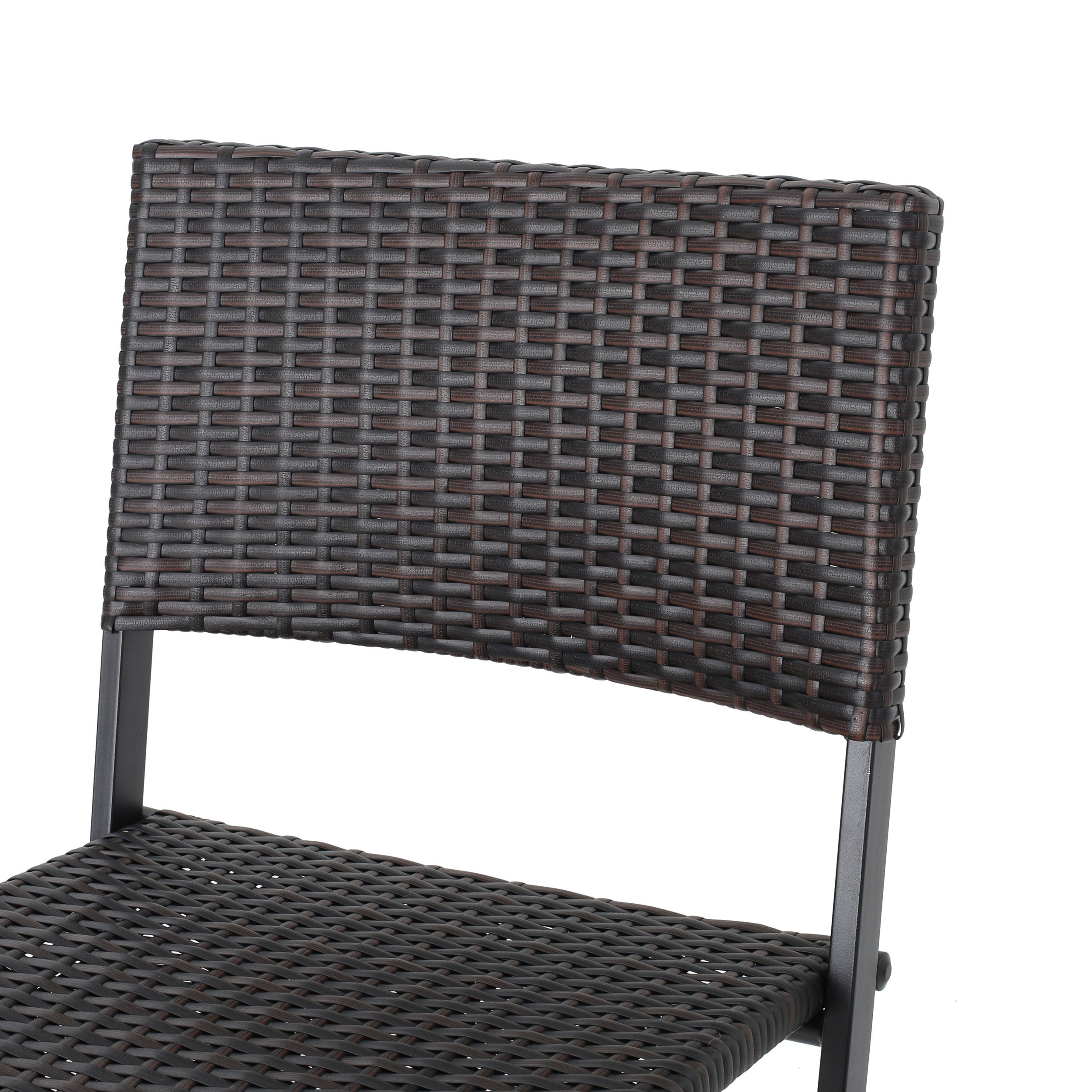 Outdoor Wicker Barstools Faux Rattan Patio Bar Stools Foldable Chair, Multibrown, Set of 2