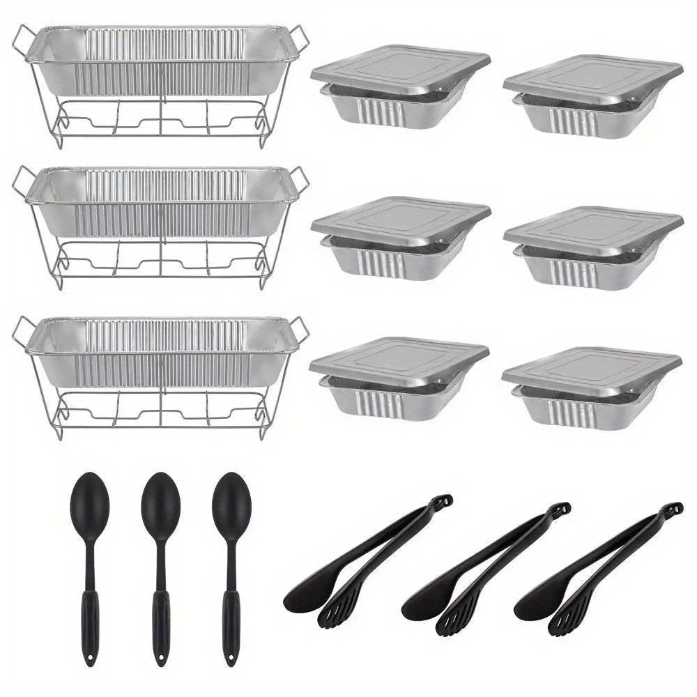 24-Piece Chafing Dish Buffet Set with Disposable Pans & Utensils for Parties