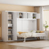 Queen Size Murphy Bed Wall Bed with Cabinets,White