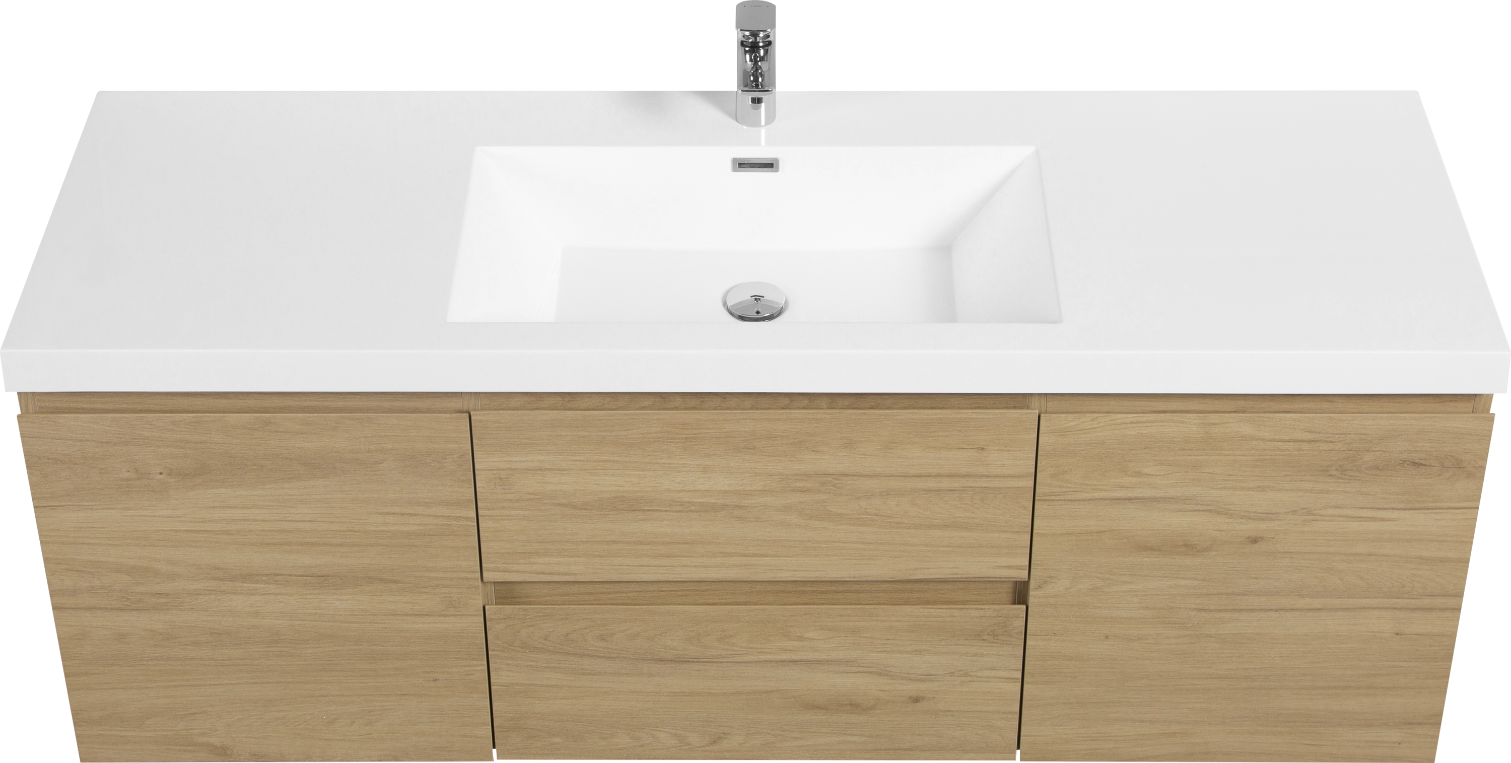 60" Floating Bathroom Vanity with Sink, Modern Wall-Mounted Bathroom Storage Vanity Cabinet with Resin Top Basin and Soft Close Drawers, Natural Oak 24V11-60SNO