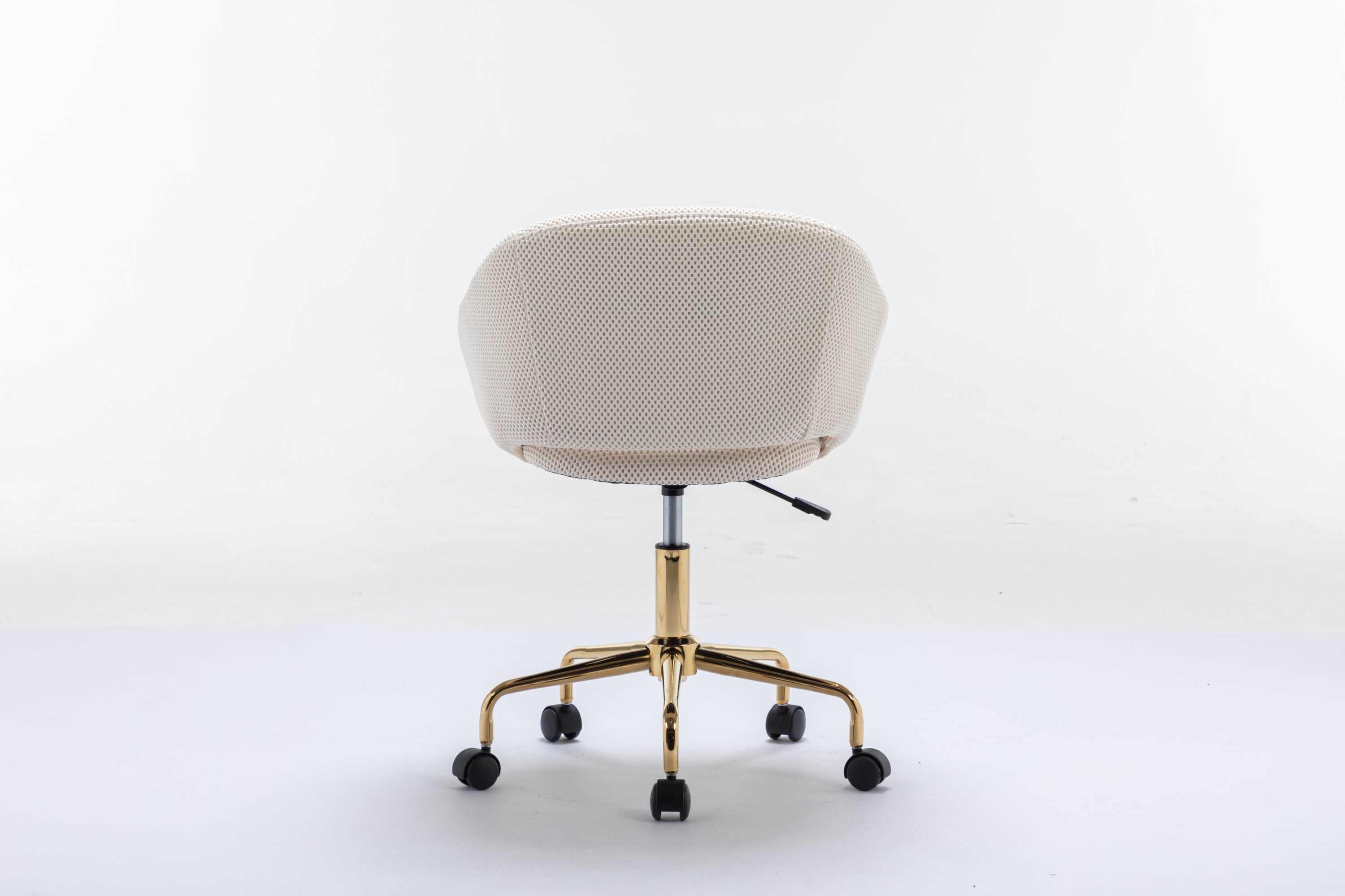 047-Mesh Fabric Home Office 360°Swivel Chair Adjustable Height With Gold Metal Base,Beige