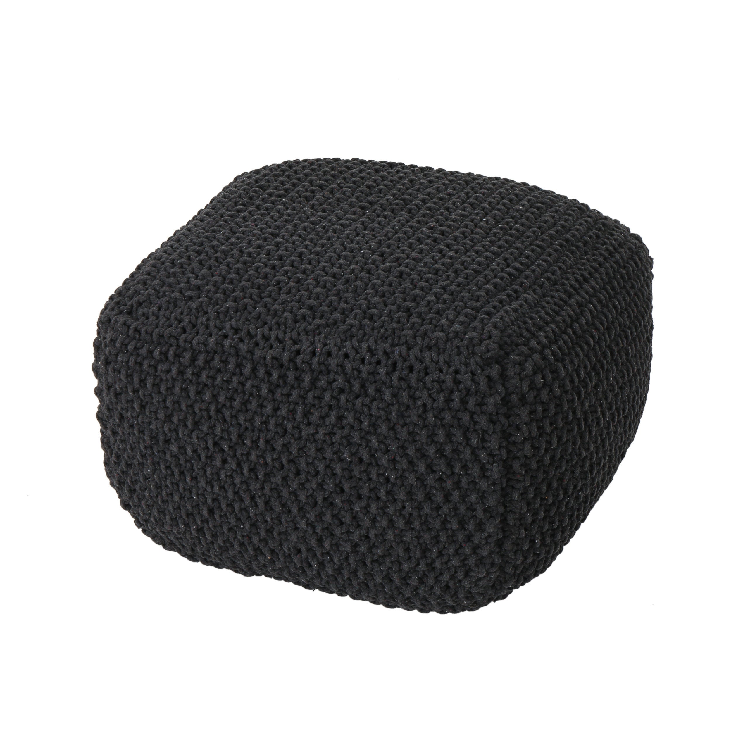 Hollis Knitted Cotton Pouf Cube 20 x 20 x 16 Pouf