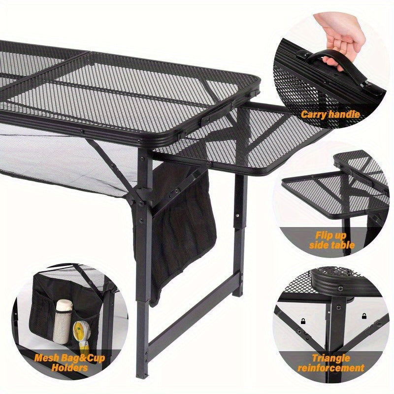 4.7 ft Portable Folding Grill Table, Outdoor Foldable Camping Table Easy to Carry