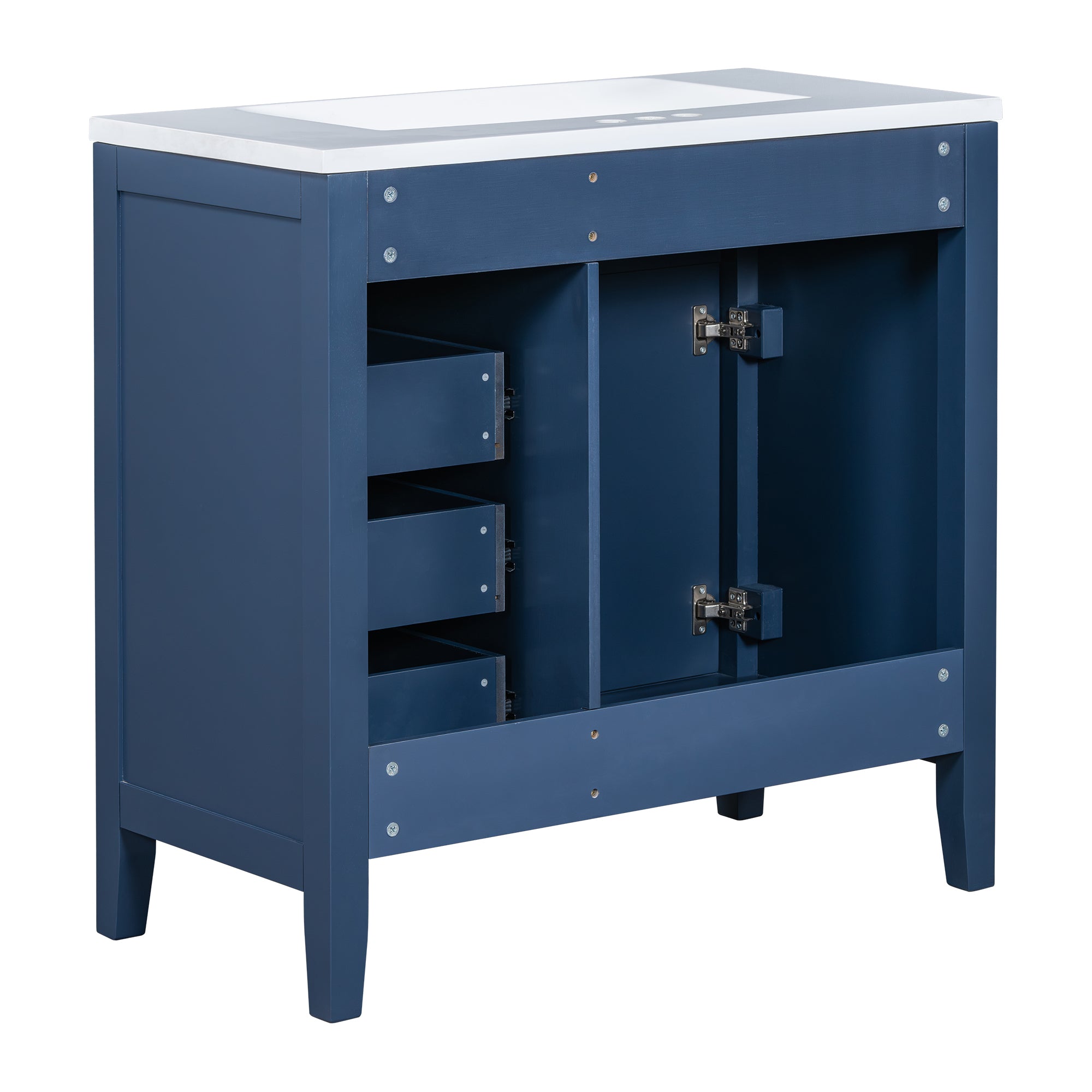 36" Bathroom Vanity with Sink Combo, Blue Bathroom Cabinet with Drawers, Solid Frame and MDF Board