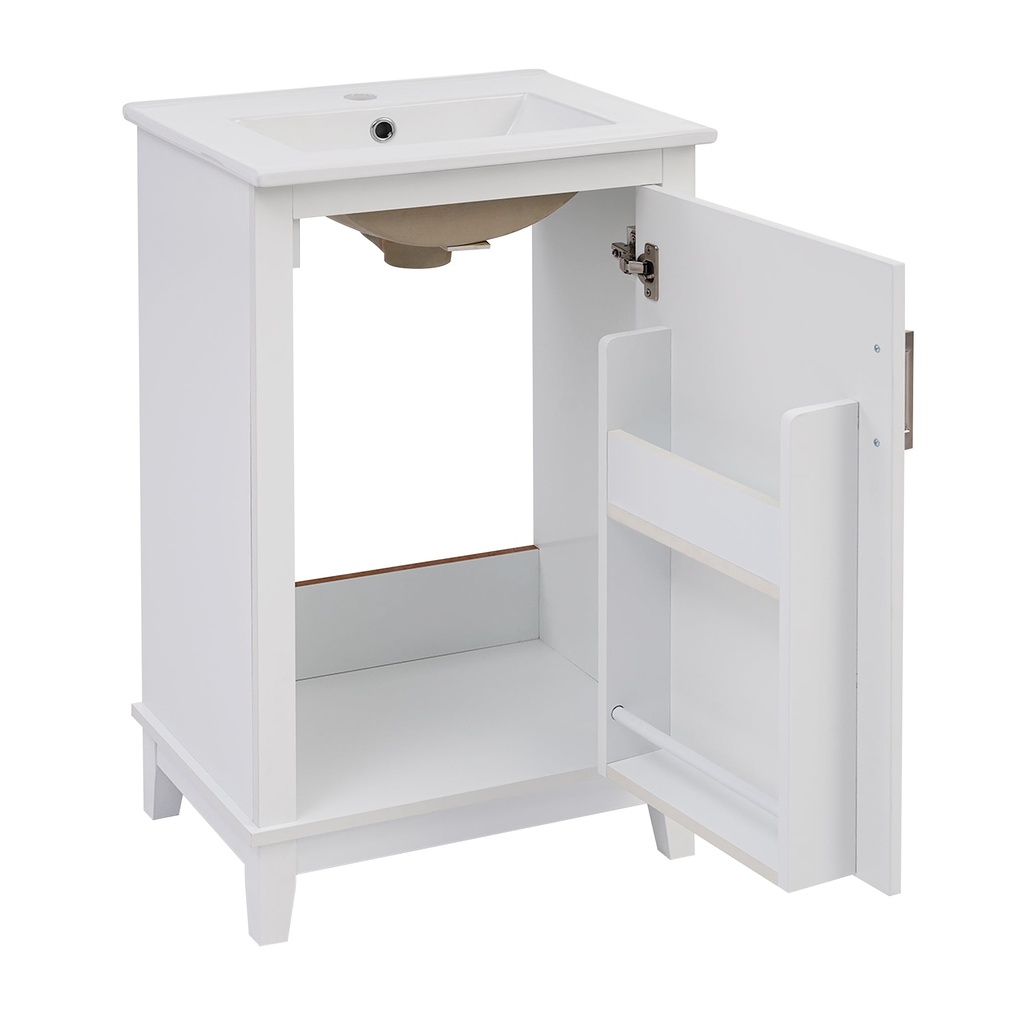 [Viedo] 20 Inch Modern Small Bathroom Vanity Cabinet With Ceramic Basin- 20*14.5*33.3 Inches,Ample Storage,1 Soft-Close Door