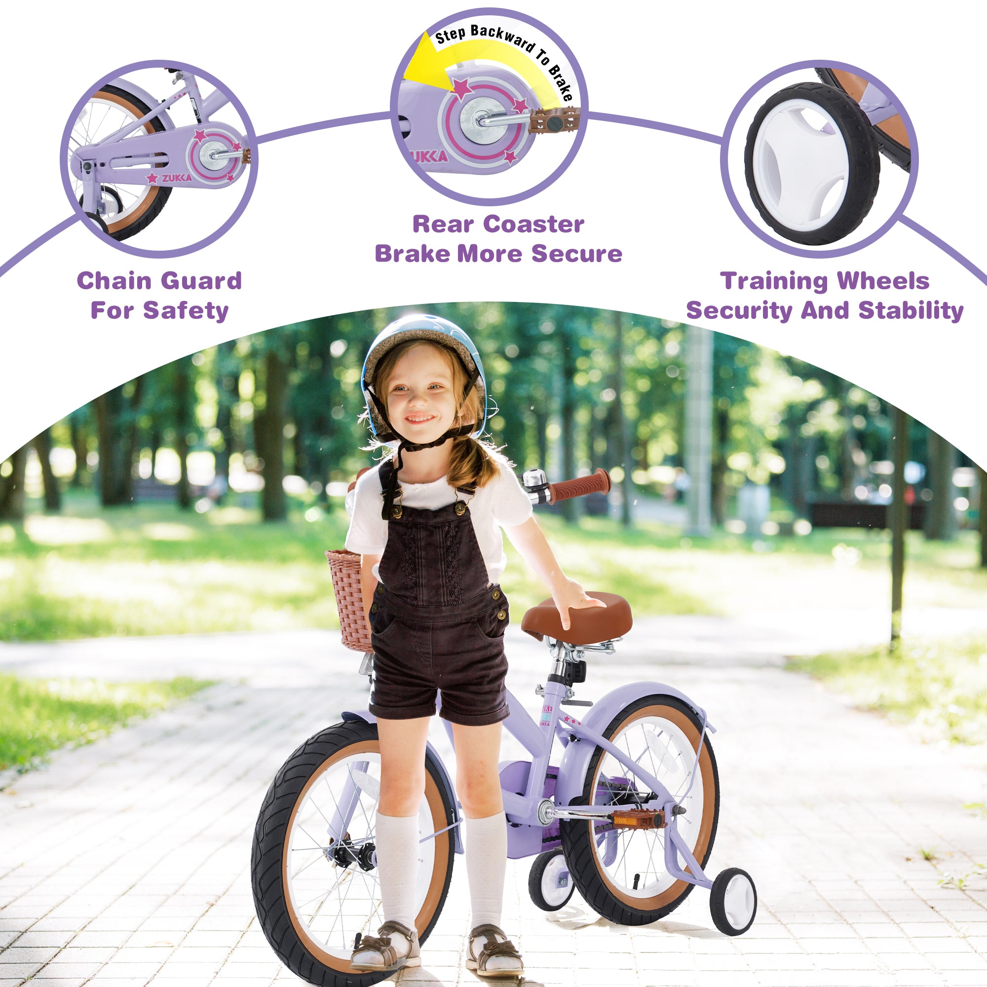 Multiple Colors,Girls Bike for4-7 Years Old Kids,16 inch  wheel ,Training Wheels Included