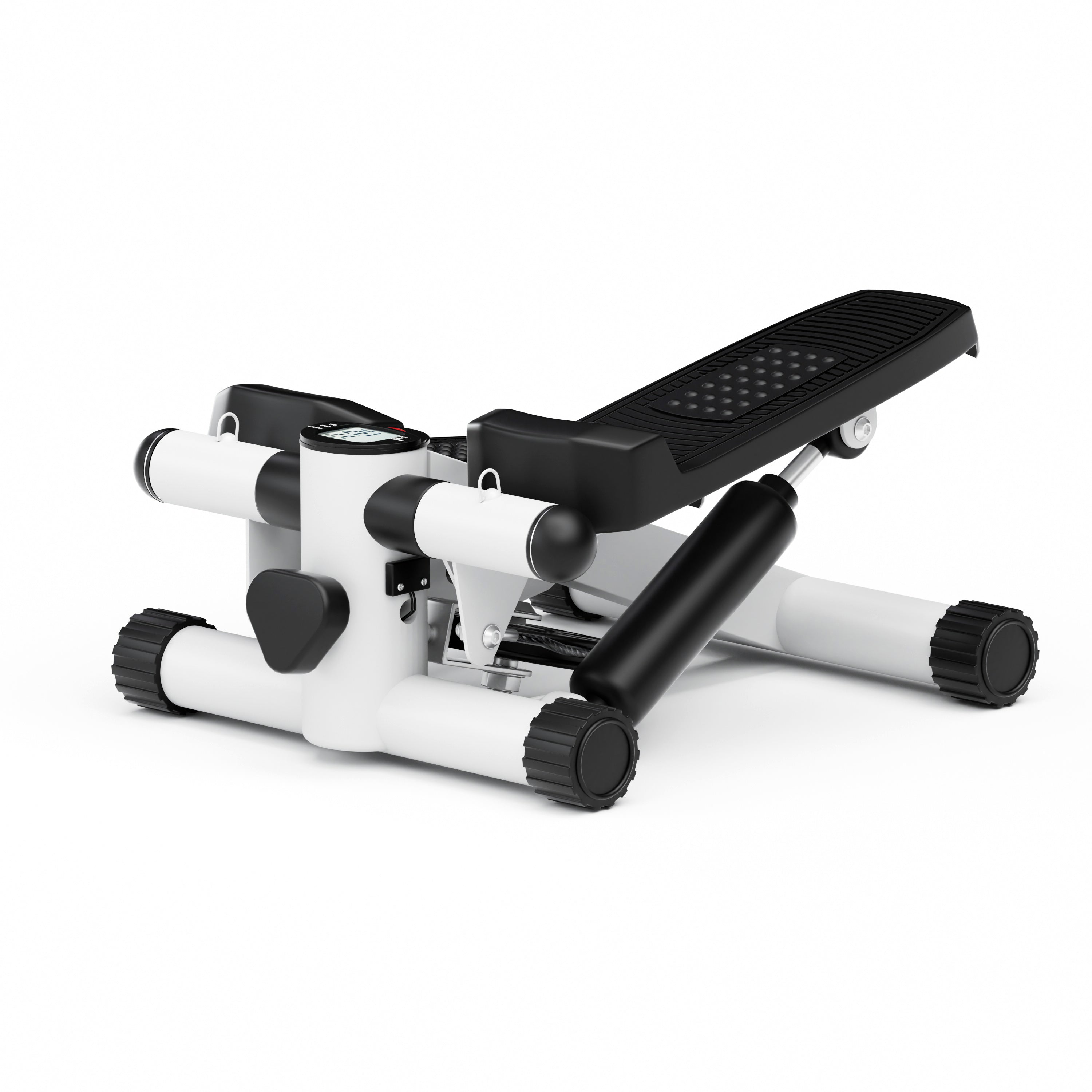 Mini Fitness Stepper, Hydraulic Fitness Stepper with Resistance Bands and Display, Silent Design, Weight Capacity 300LBS, Portable Stepper for Total Body Workout,11.3"L x 12.6"W x 7.8"H,White