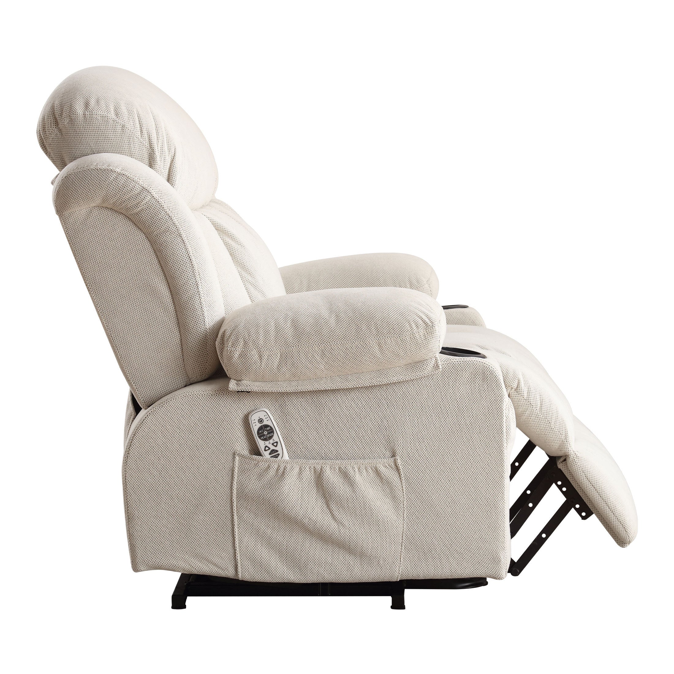 Power Lift Recliner Chair with Heat and Massage Electric Fabric Recliner Chair for Elderly with Side Pocket, USB Charge Port, Remote Control for Living Room (BEIGE)A+B