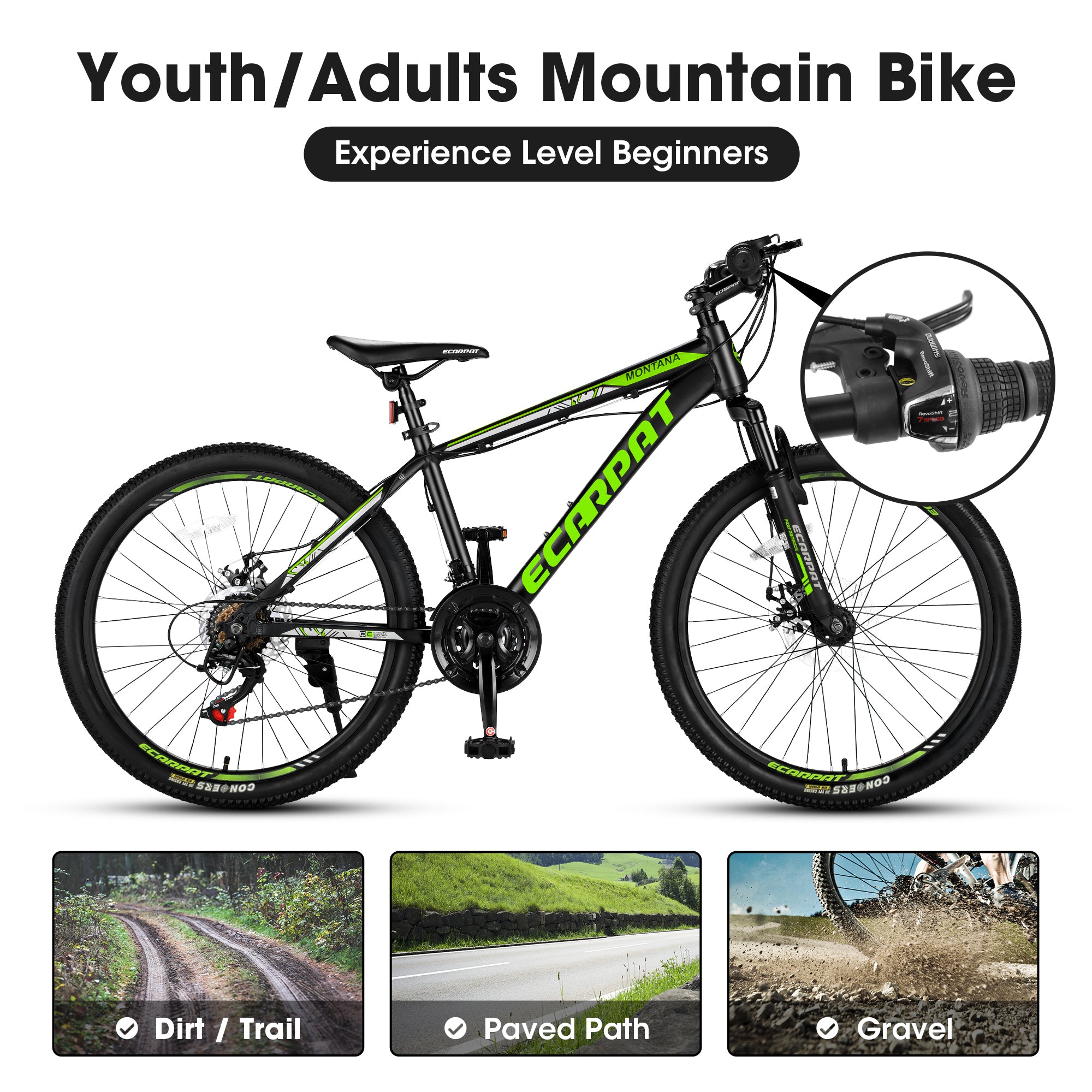 A24299 24 inch Mountain Bike Bicycle for Adults Aluminium Frame Bike Shimano 21-Speed with Disc Brake