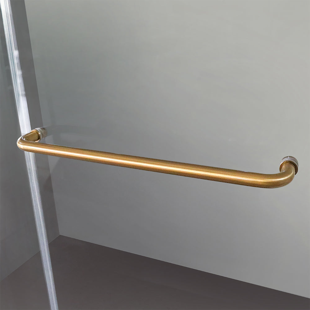 Frameless Sliding Glass Shower Doors 60"W x 76"H with 3/8"(10mm) Clear Tempered Glass, Brushed Gold