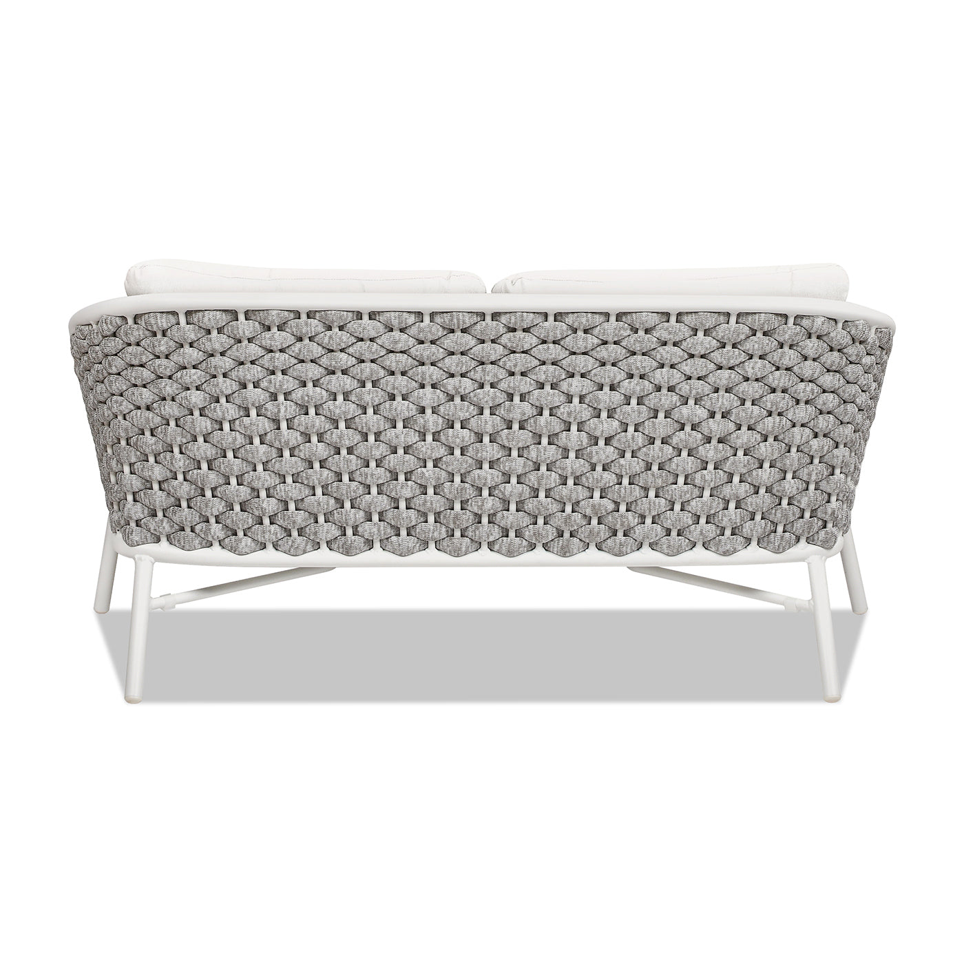 Rowan 63.5" Rope Barrel Back Patio Conversation Loveseat Sofa, Optic White Acrylic