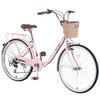 7 Speed City  Bike With  Basket , Steel Frame,Multiple Colors 26 Inch Girls Bicycle