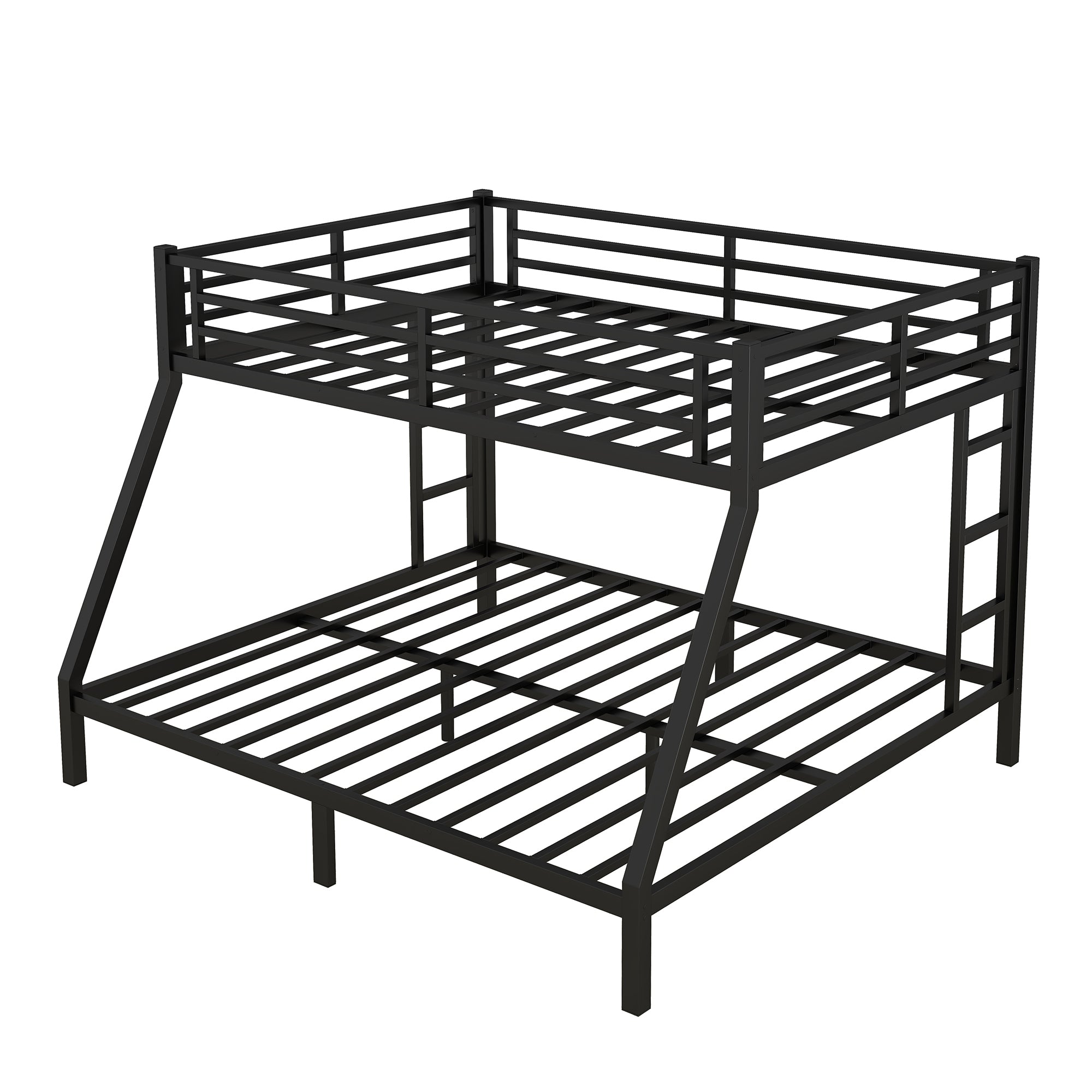 Metal Full XL over King Bunk Bed for Teens and Adults,Space-Saving/Noise Reduced/No Box Spring Needed, Black