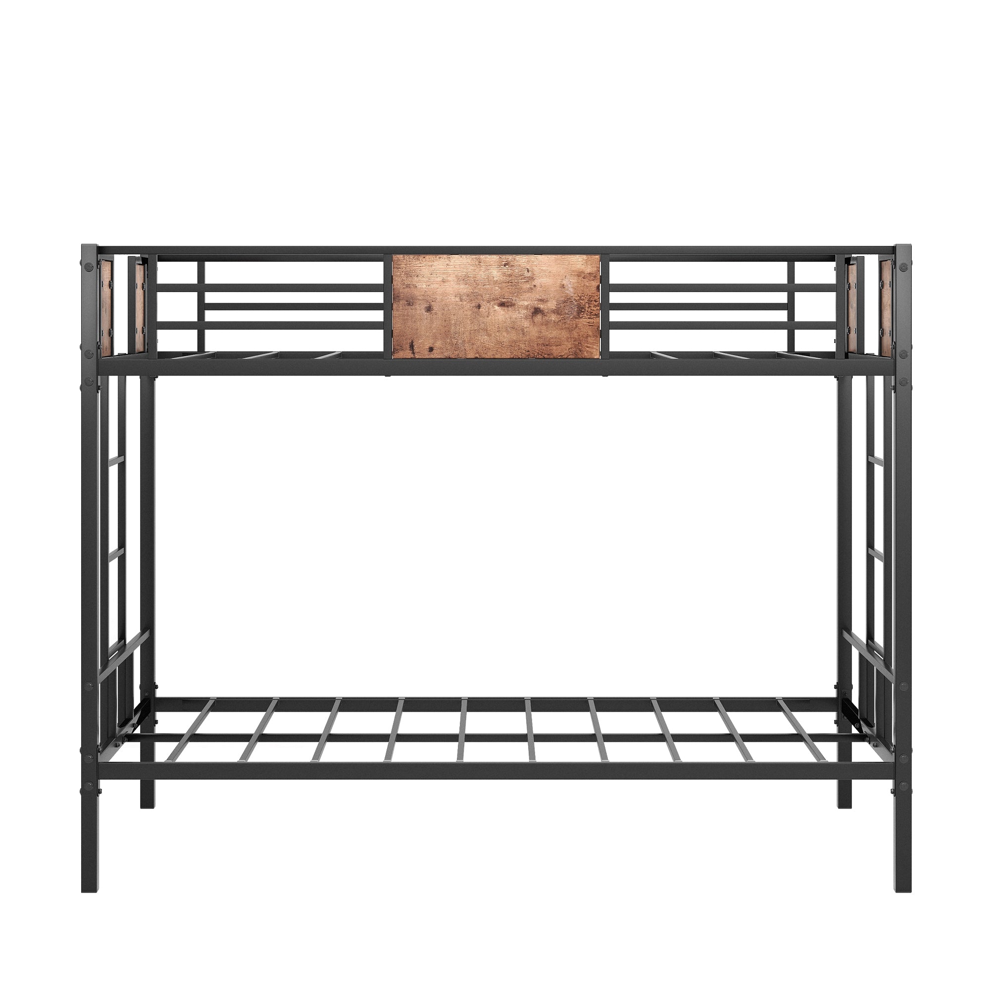 Twin Over Twin Size Metal Bunk Bed Black