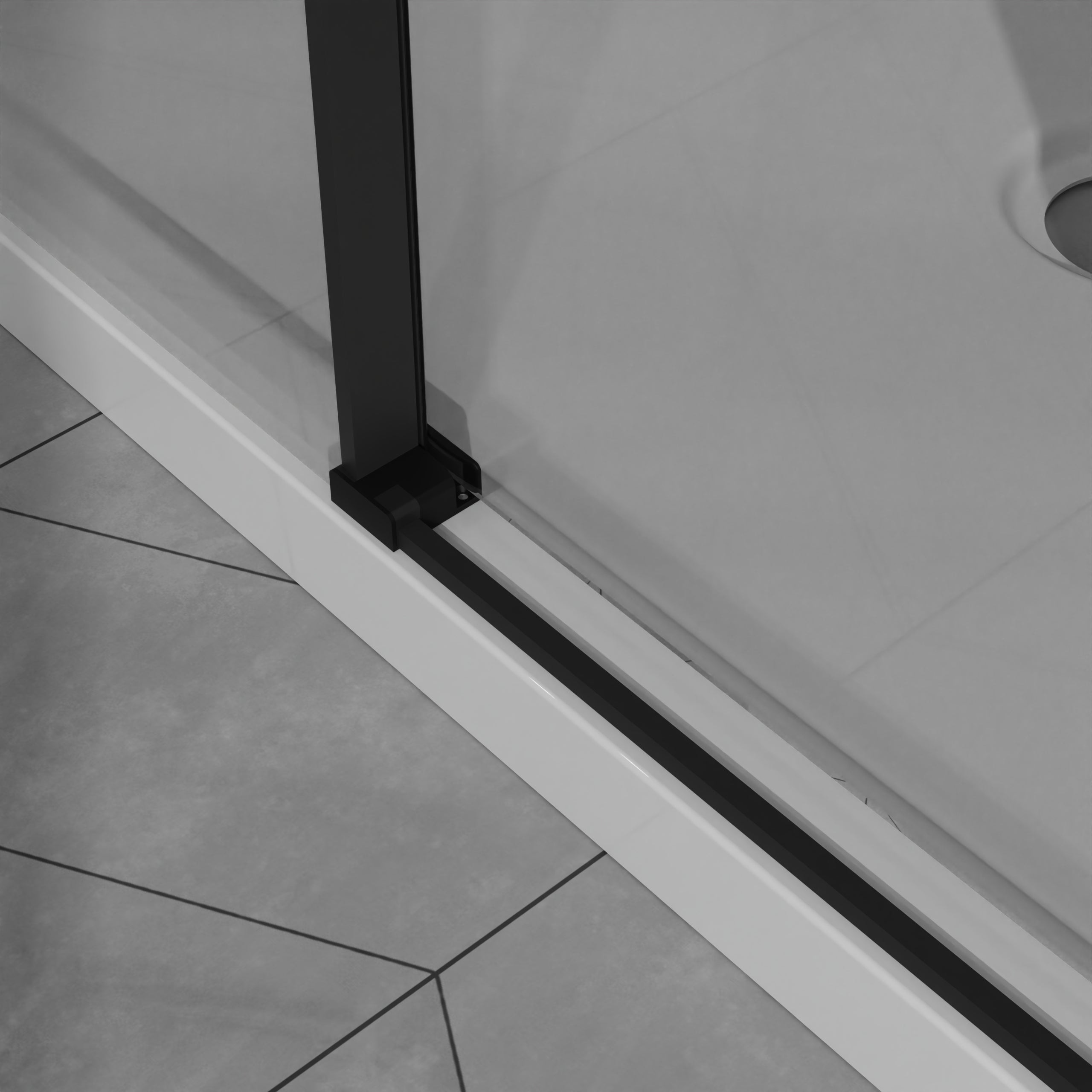 48 x 72 in Sliding Shower Door with Base - 48 x 72 in / Matte Black / White Base view 6