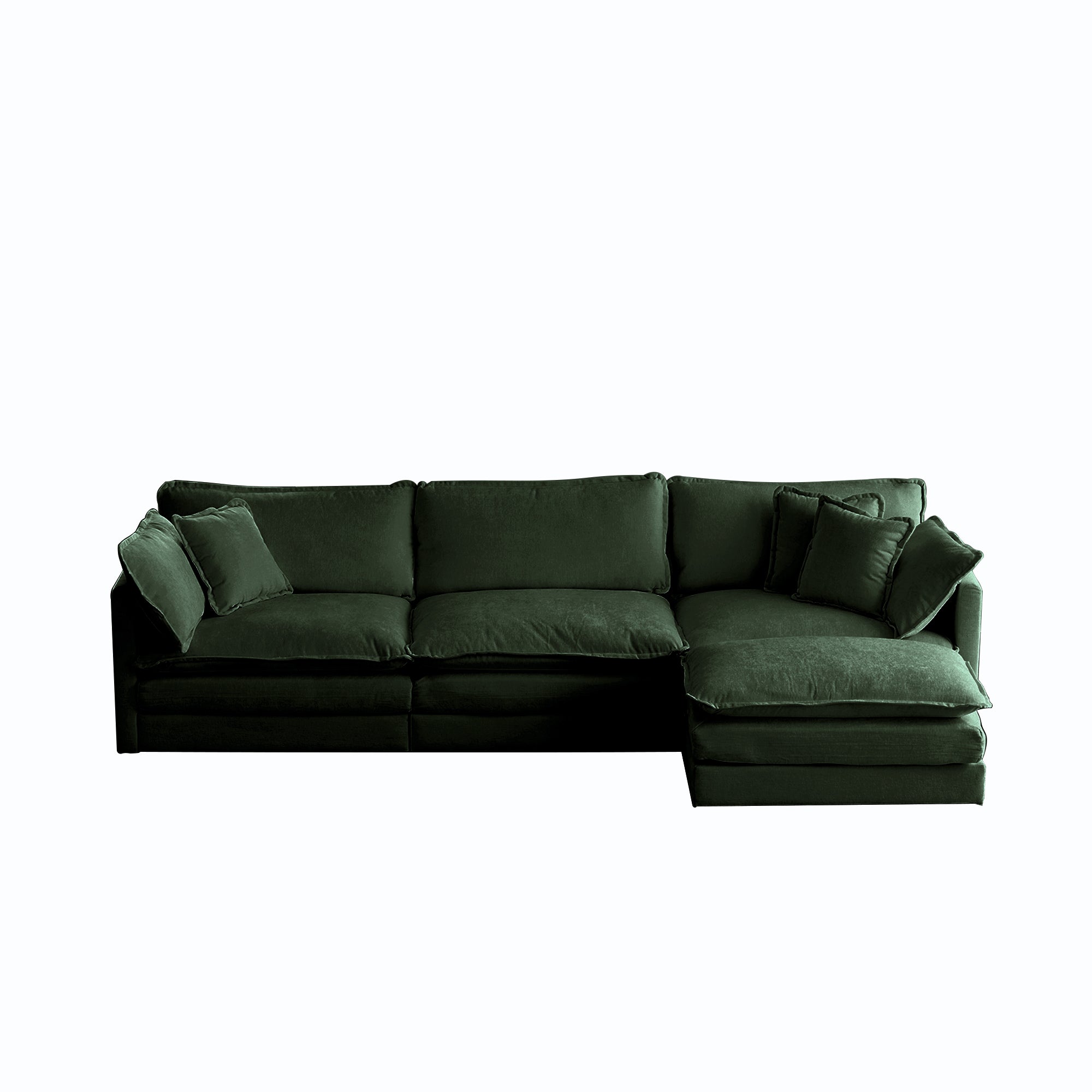 Free Combination Comfy Upholstery Modular Oversized L Shaped Sectional Sofa With Reversible Ottoman, Green Chenille