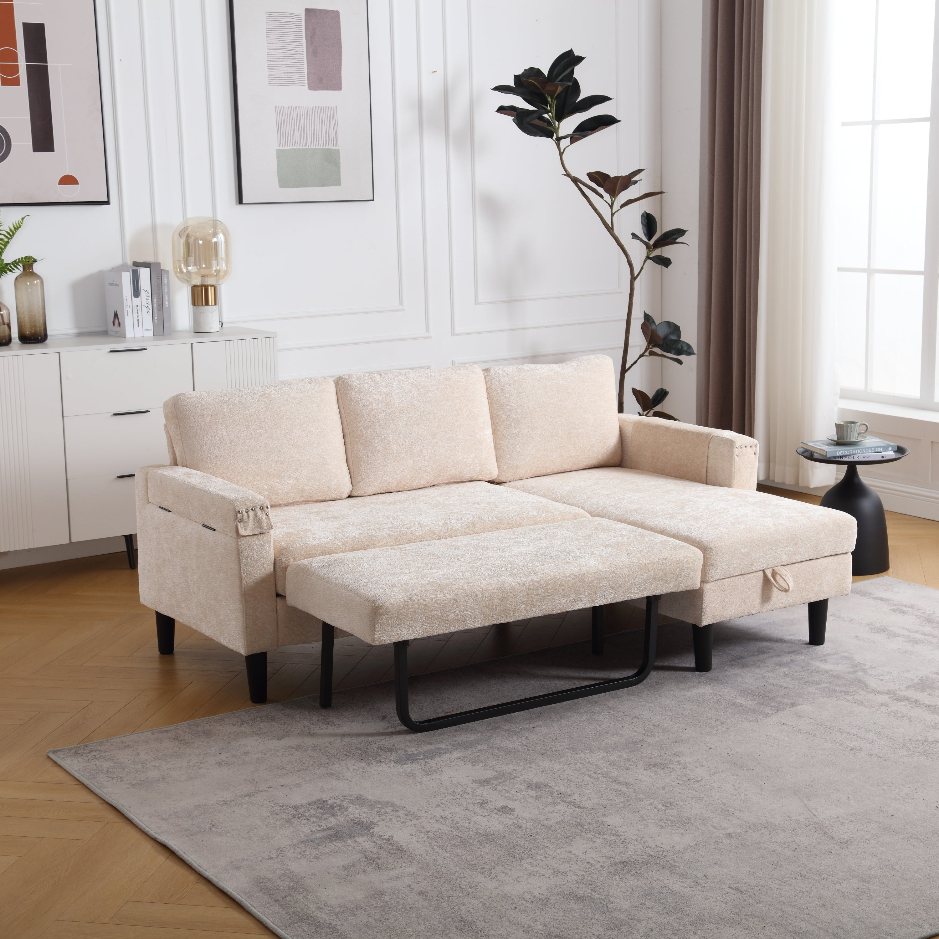 UNITED Sectional Sofa Reversible Sectional Sleeper Sectional Sofa with Storage Chaise