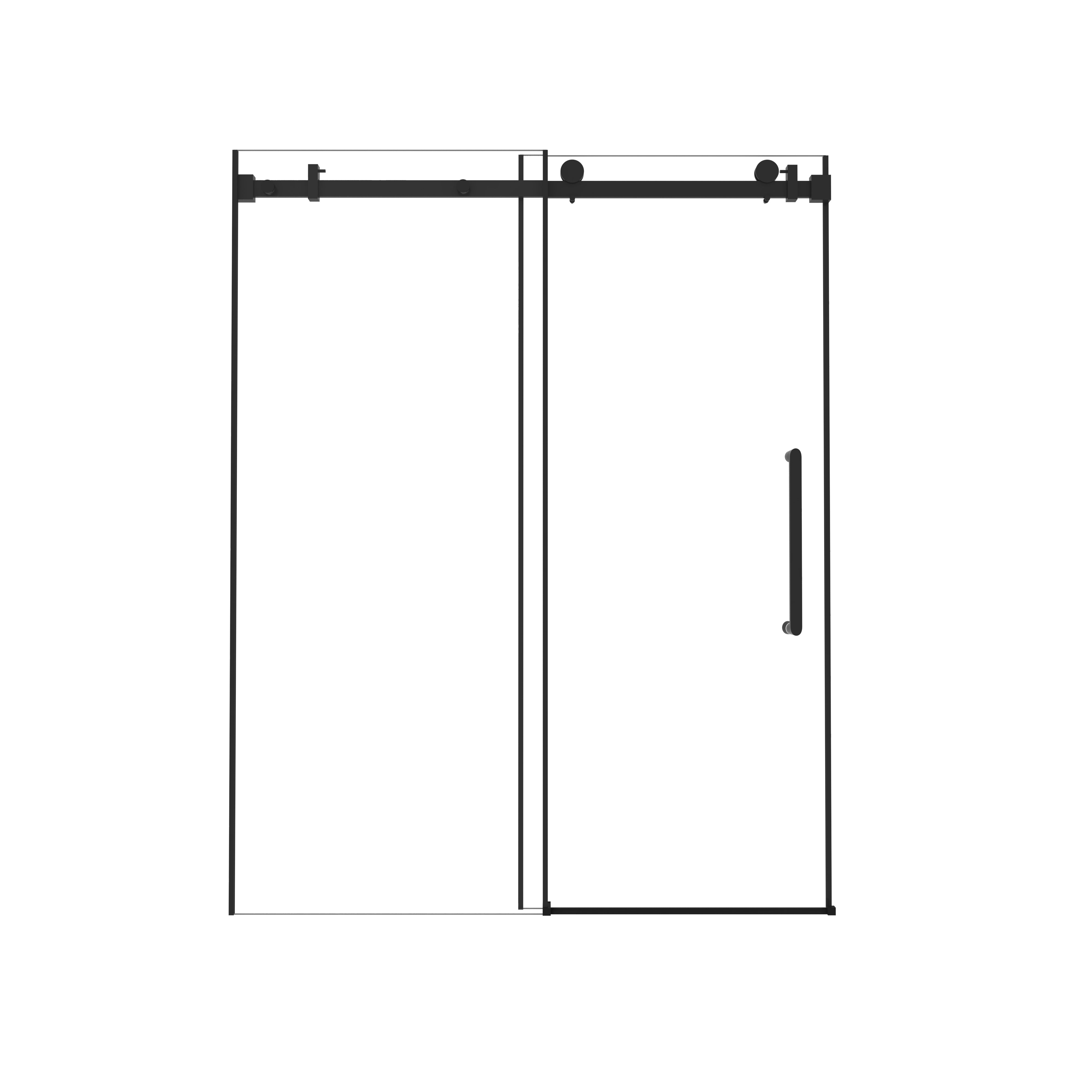 48 x 76 in Frameless Single Sliding Square-Tube Shower Door - 48 x 76 in / Matte Black / Square Tube view 9