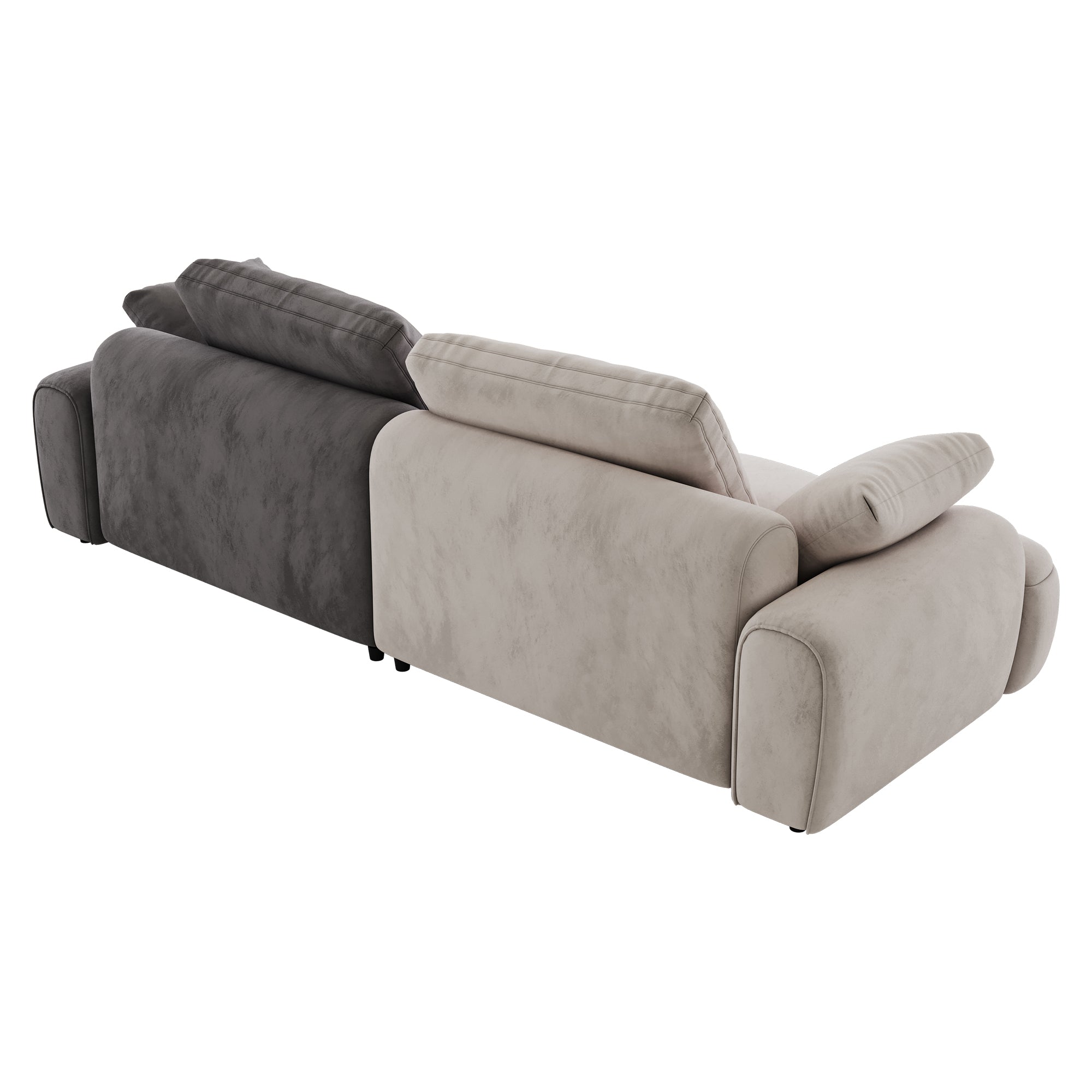 86.6″ Large size two Seat Sofa,Modern Upholstered,Beige paired with grey suede fabric