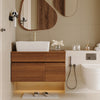 31.5 in. floating single bathroom vanity with white sink, front view
