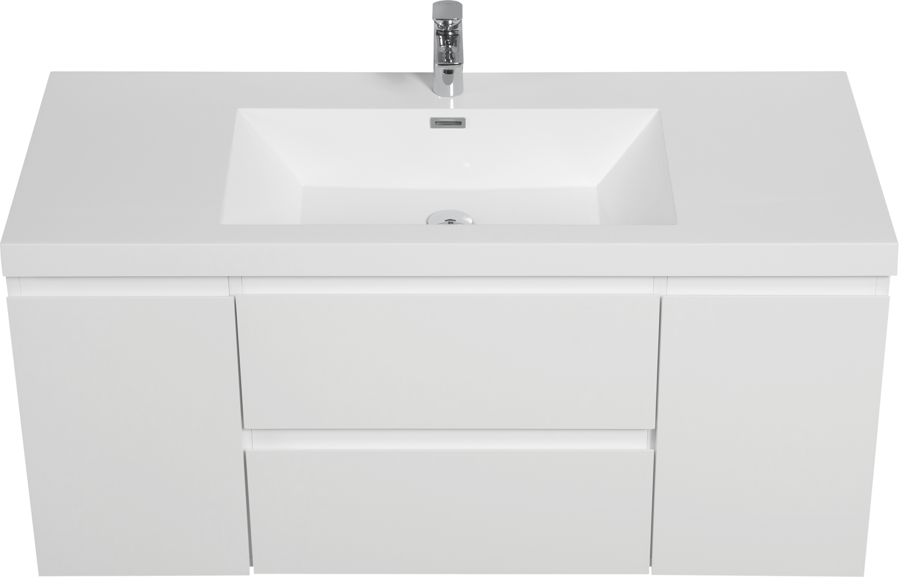 48" Floating Bathroom Vanity with Sink, Modern Wall-Mounted Bathroom Storage Vanity Cabinet with Resin Top Basin and Soft Close Drawers, Glossy White 24V11-48GW