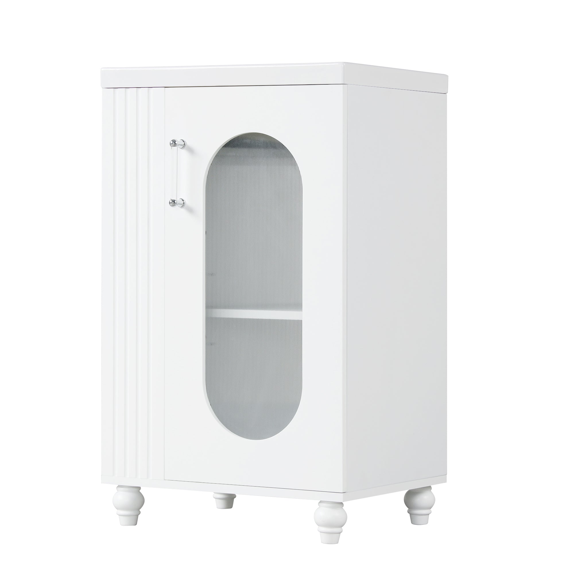 20" Bathroom Vanity with Sink, Bathroom Vanity Cabinet with Two-tier Shelf, Adjustable Shelf, Solid Wood and MDF, White