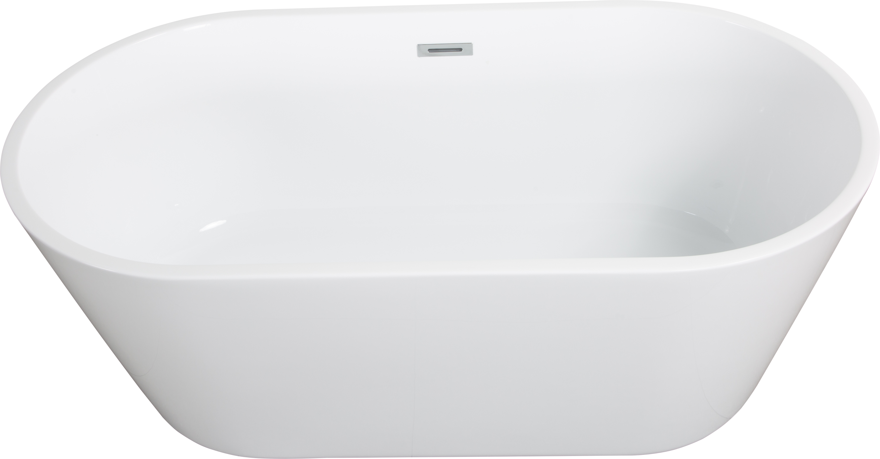 60'' Freestanding Gloss White Acrylic Soaking Bathtub with Toe-Tap Chrome Drain and Classic Slotted Overflow, 24A02-60