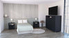 3 Piece Bedroom Set, Milano Double Door Cabinet Dresser + 2 Omaha Nightstands, Black