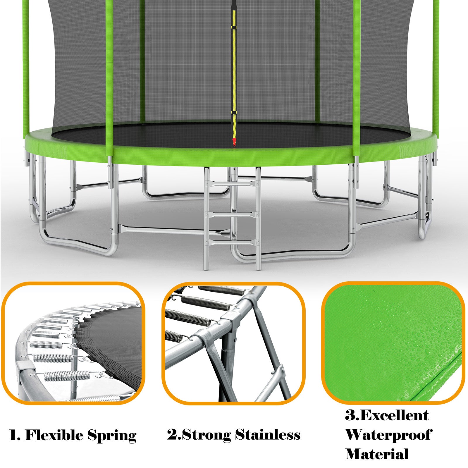 16FT Trampoline with Balance Bar & Basketball Hoop&Ball, ASTM Approved Reinforced Type Outdoor Trampoline with Enclosure Net