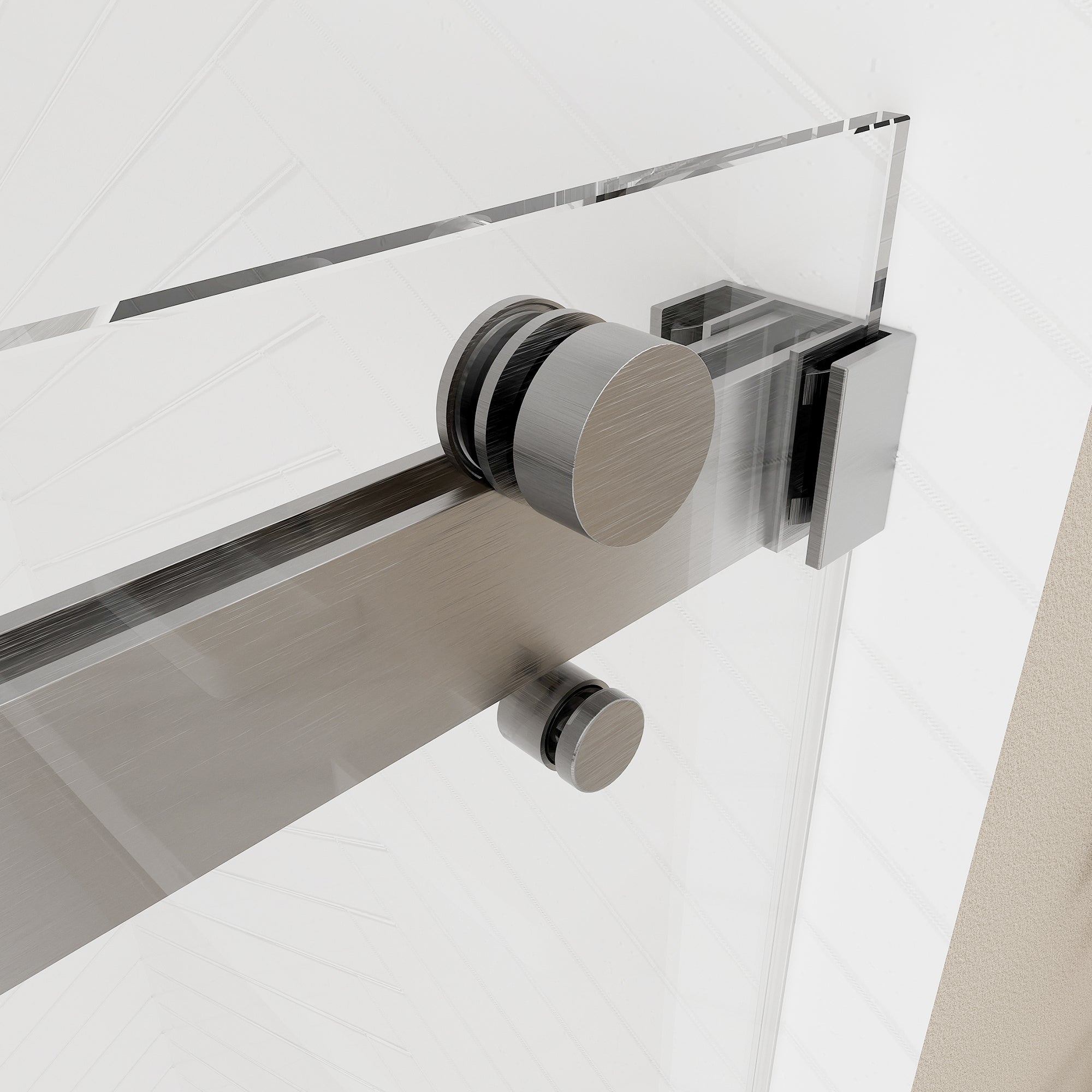 56-60"Wh × 76"H Double Sliding Frameless Shower Door With 3/8 inches (10mm) Clear Tempered Glass, Brushed Nickel Finish